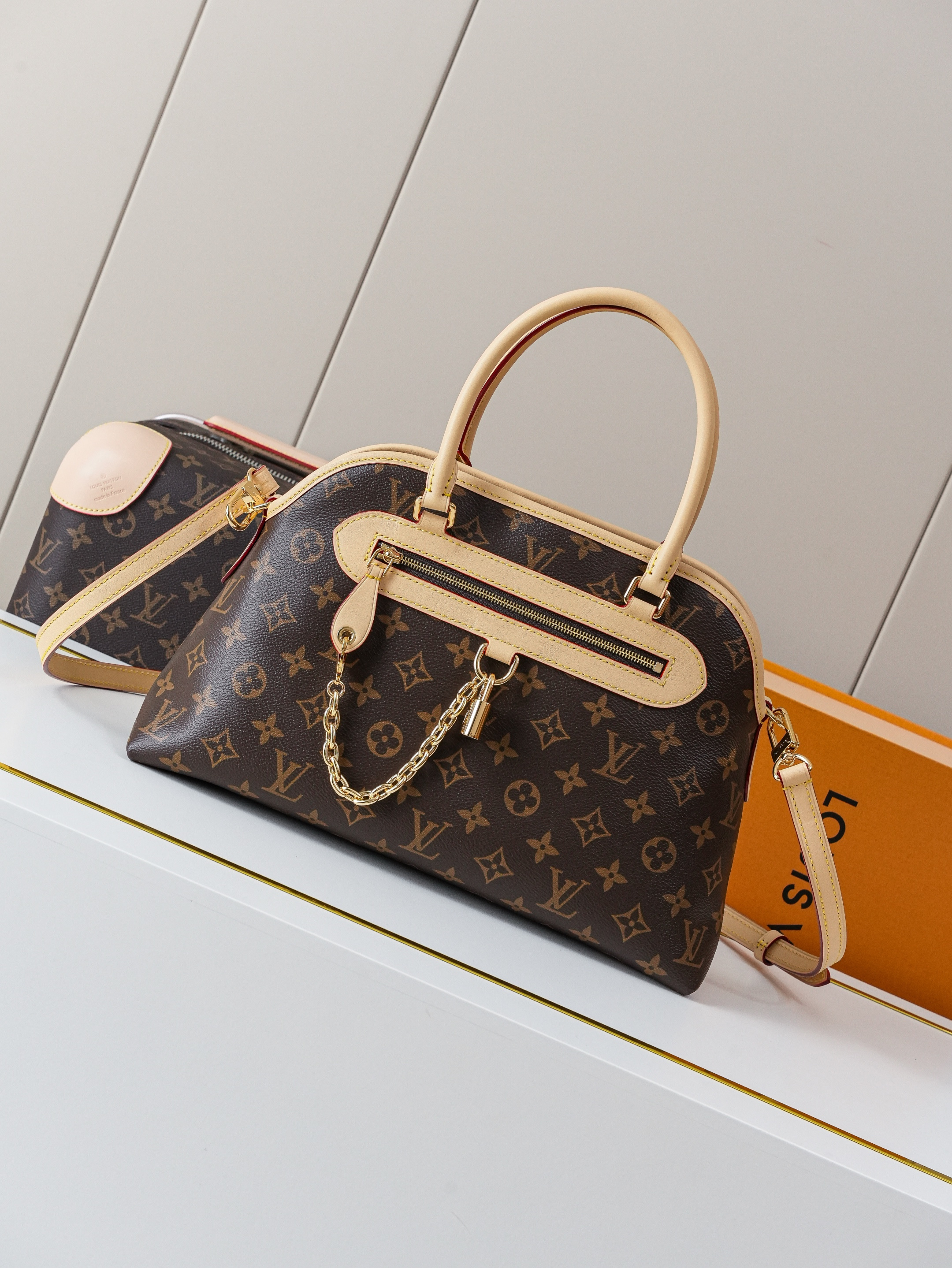 【10A】Louis Vuitton PM Montorgueil Ever More Monogram Canvas Dome Beige Top Handle Bag With Pouch - KAIROO