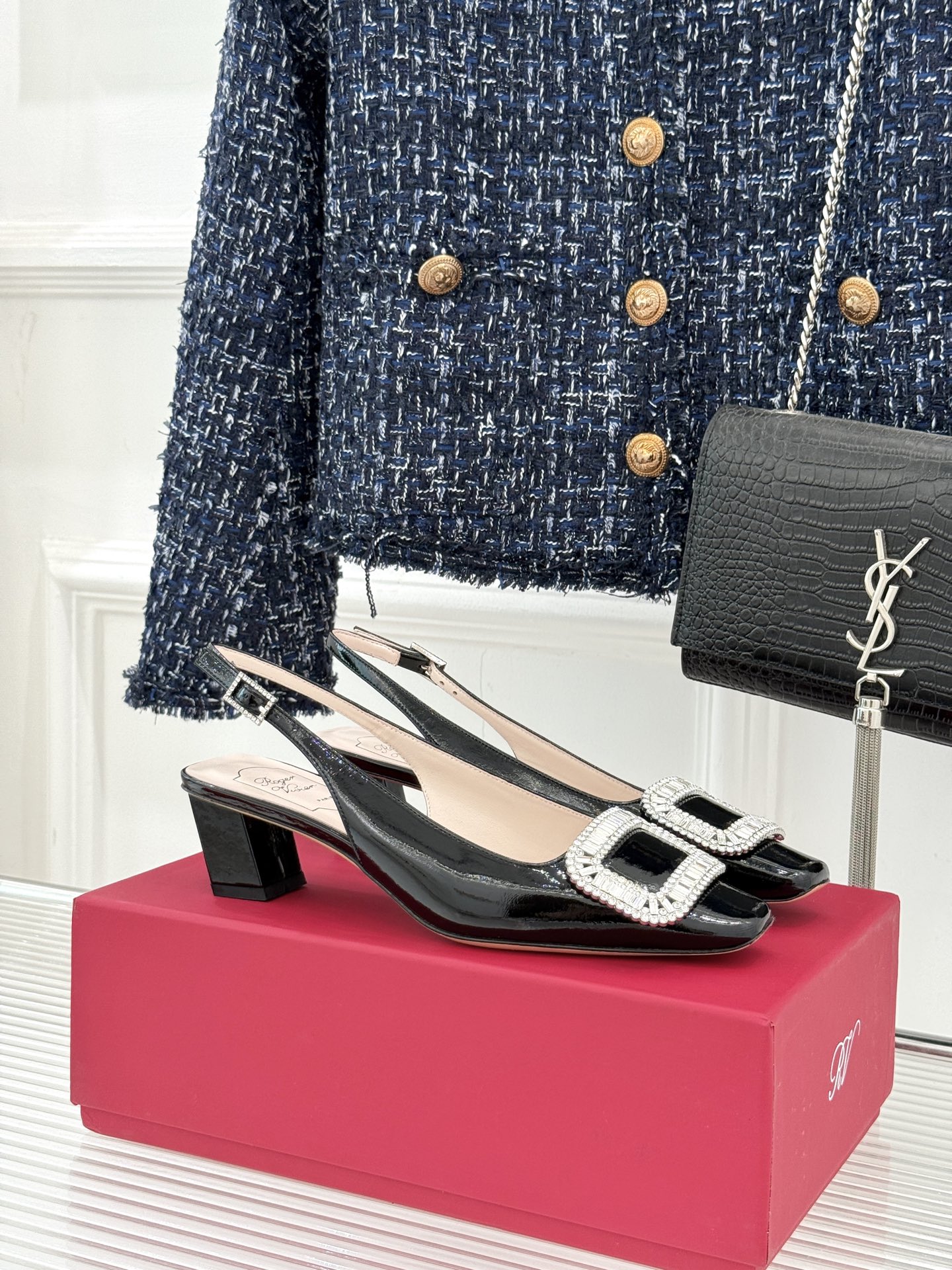 Roger Vivier silk rhinestone Shiny slingback