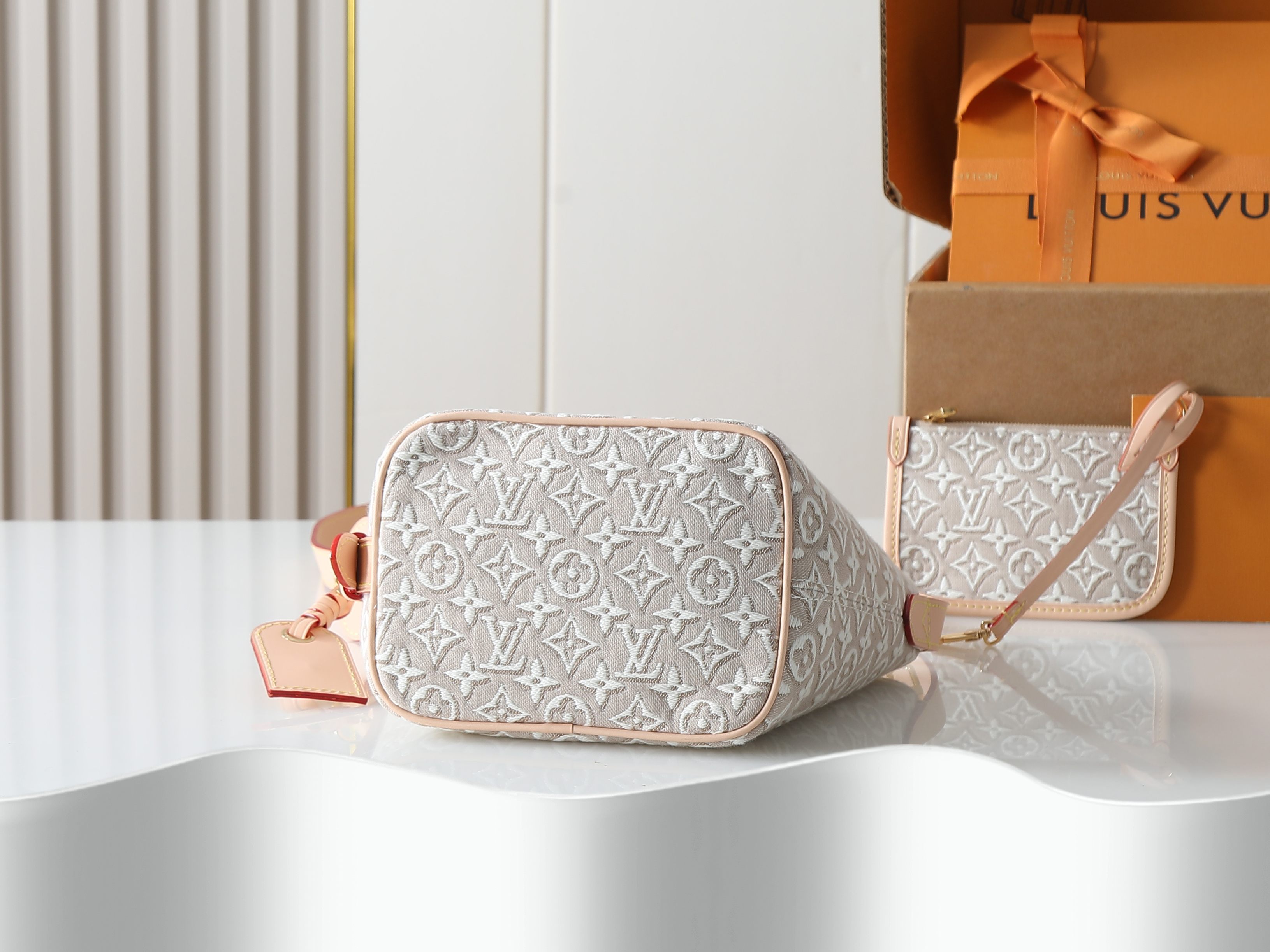 Louis Vuitton LV All In BB Beige jacquard bucket bag