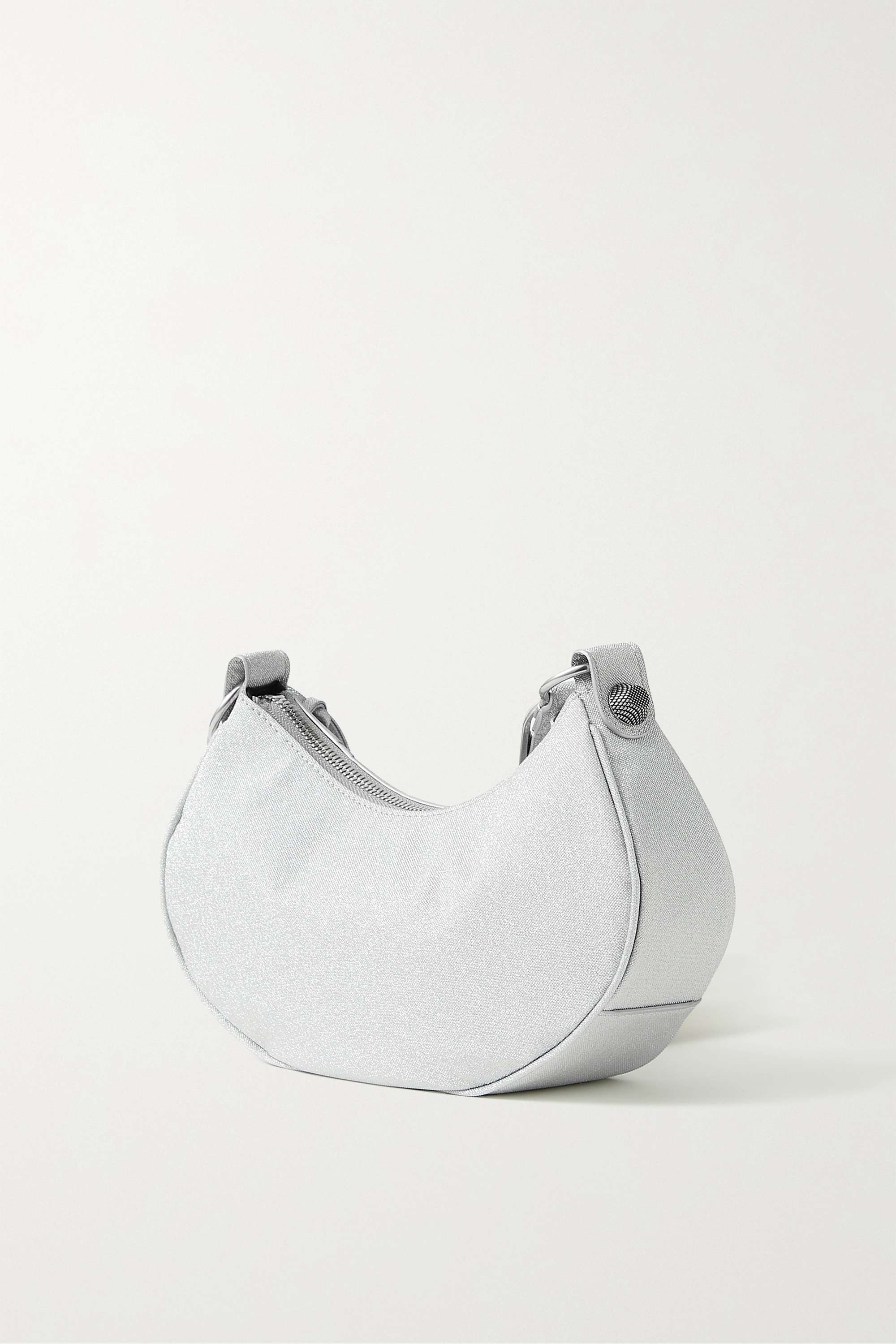 BALENCIAGA Le Cagole XS studded metallic canvas shoulder bag grey