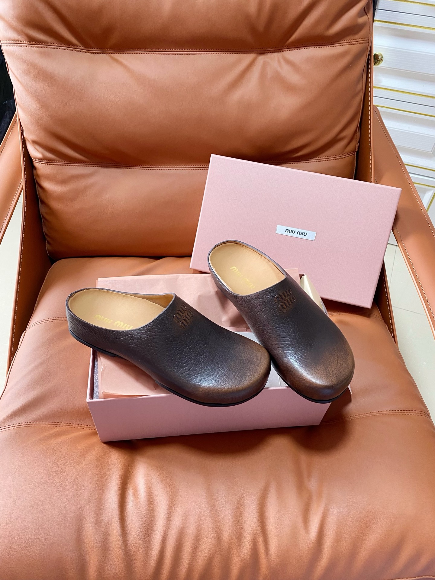 Miu Miu Bleached Leather Mule