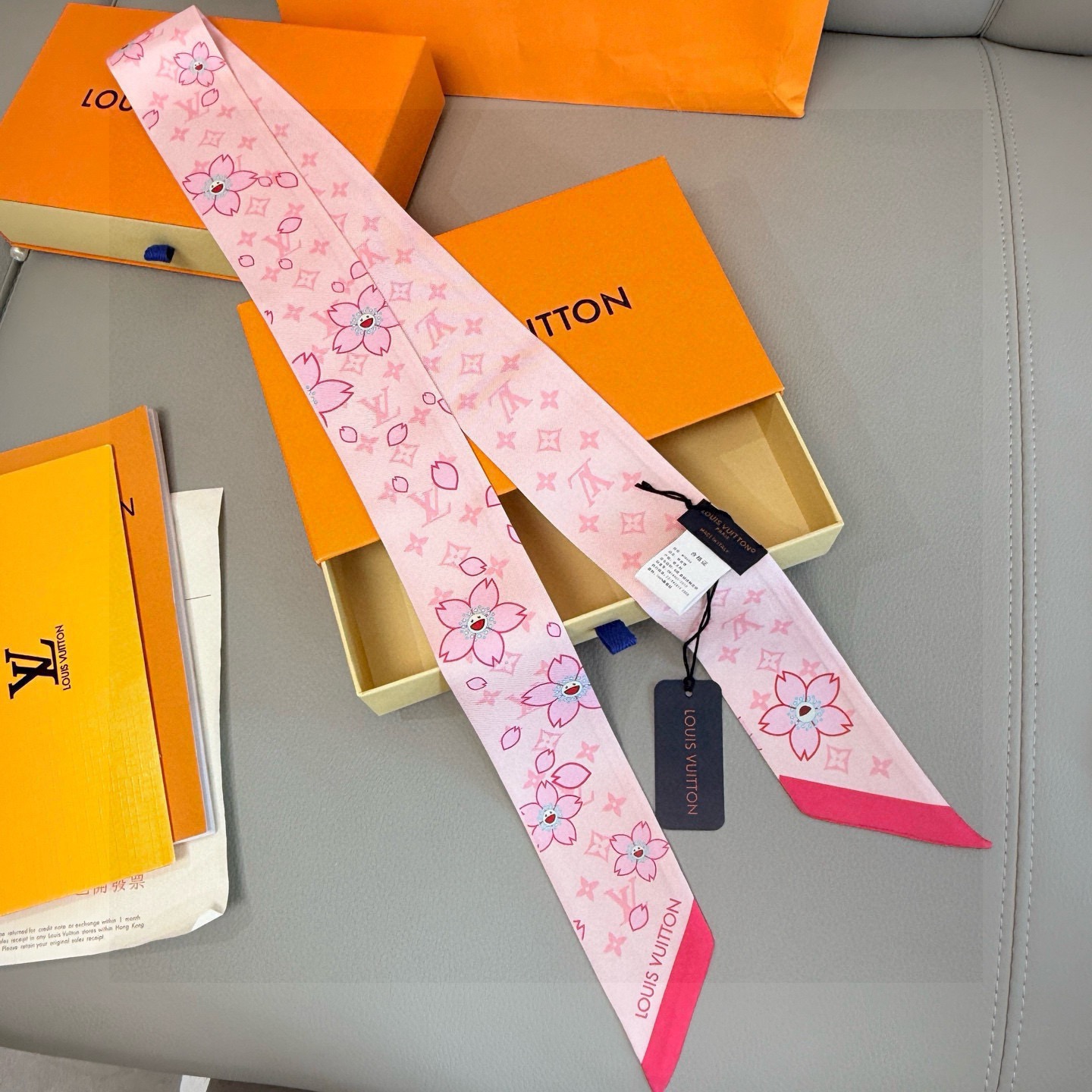 LV x TM Monogram Cherry Blossom BB Silk Bandeau