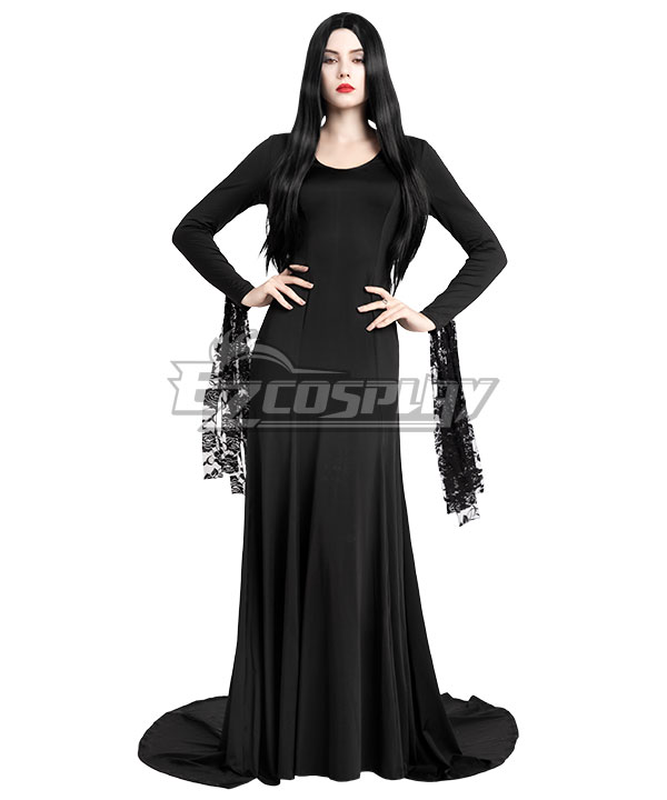 The Addams Family Morticia Addams Black Dress Halloween Cosplay Costume