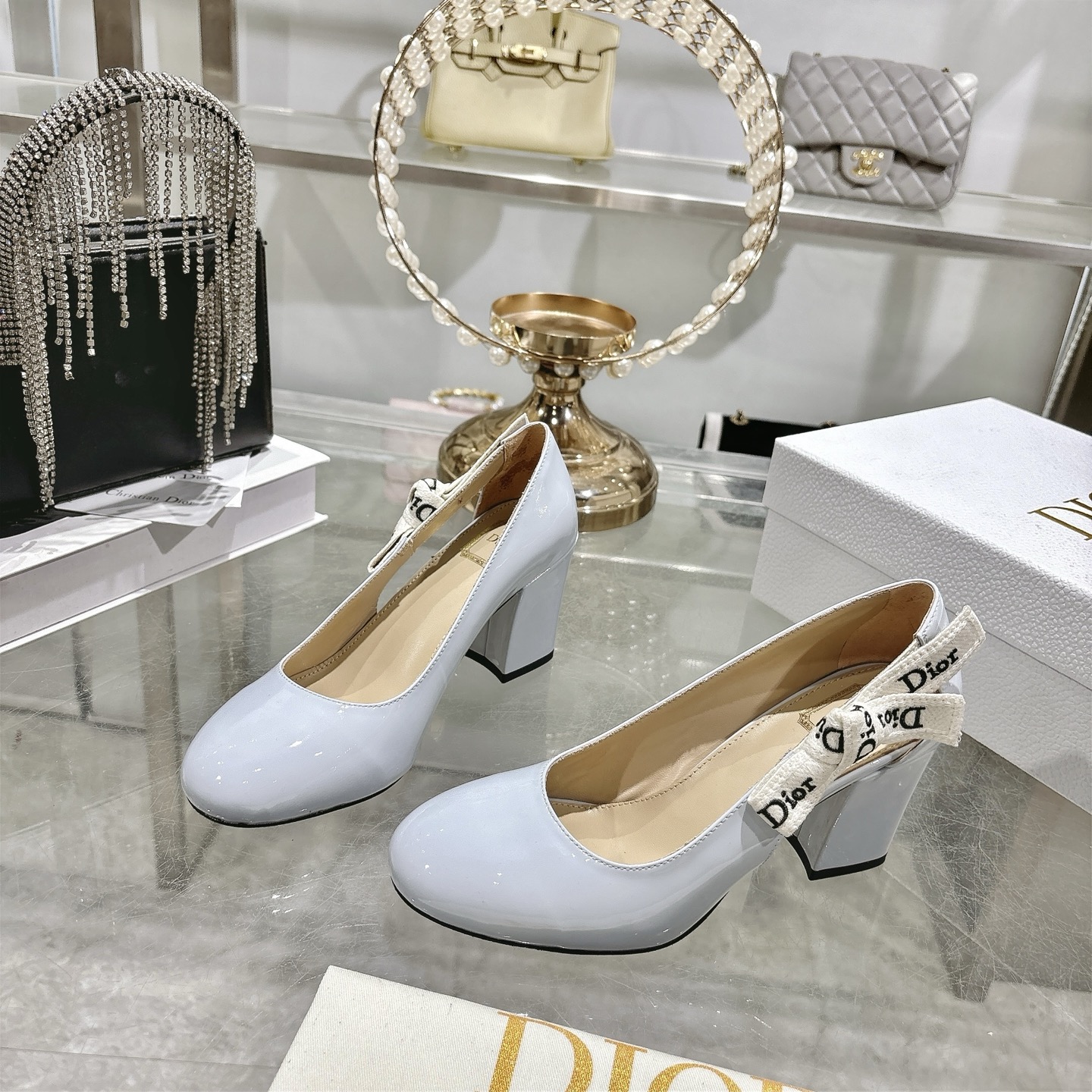 Dior Lolita Pump in Blue Patent leather