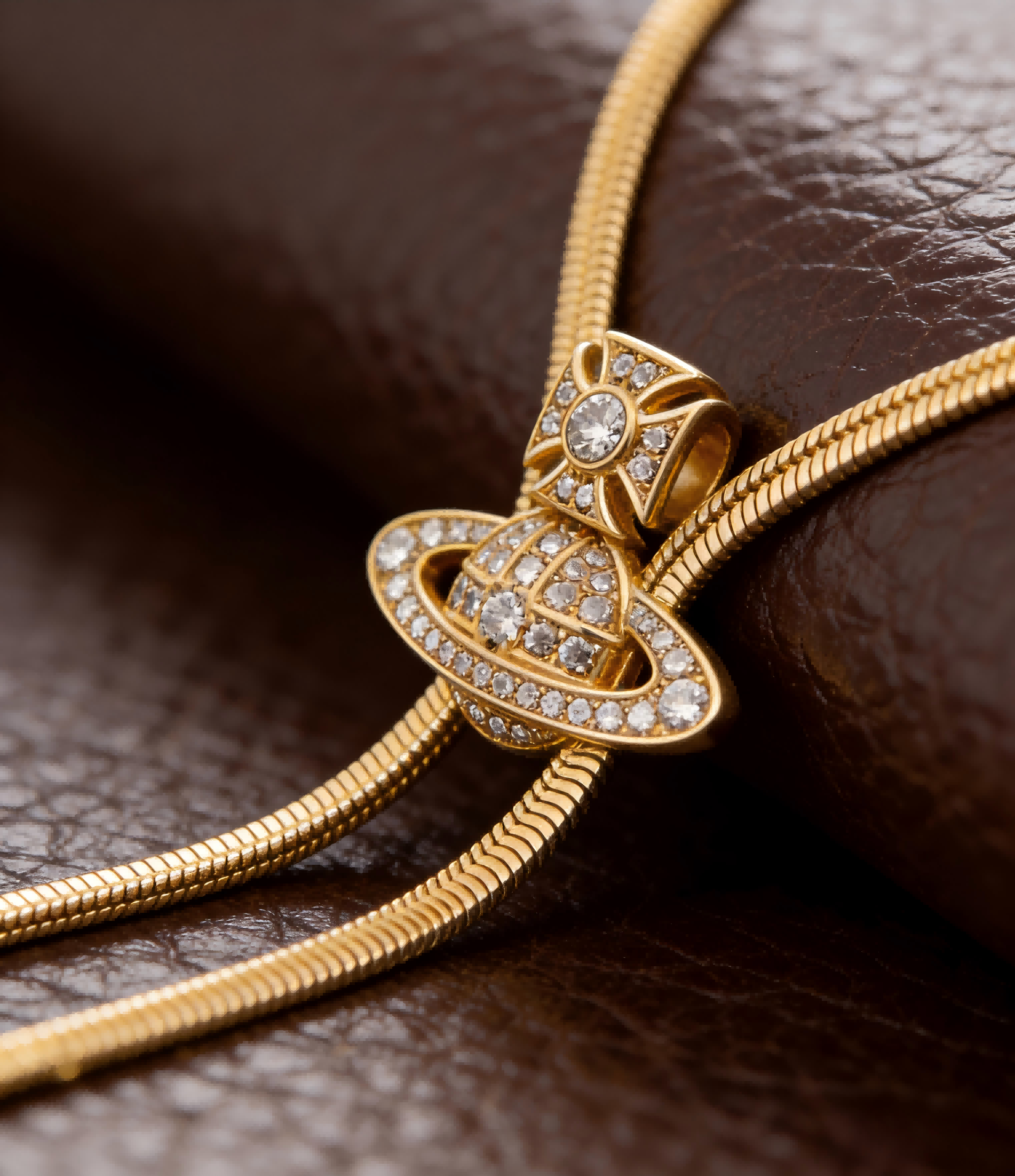 Luxury Rhinestone Orb Bolo Tie Necklace | Gold Snake Chain Statement Jewelry for Women