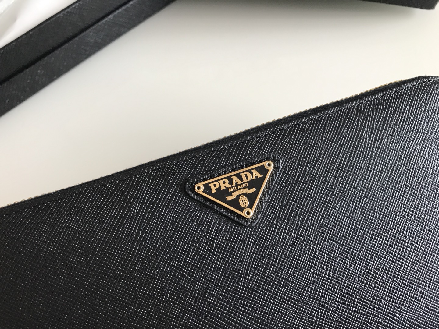 Prada Large Black Saffiano Leather Zippy wallet