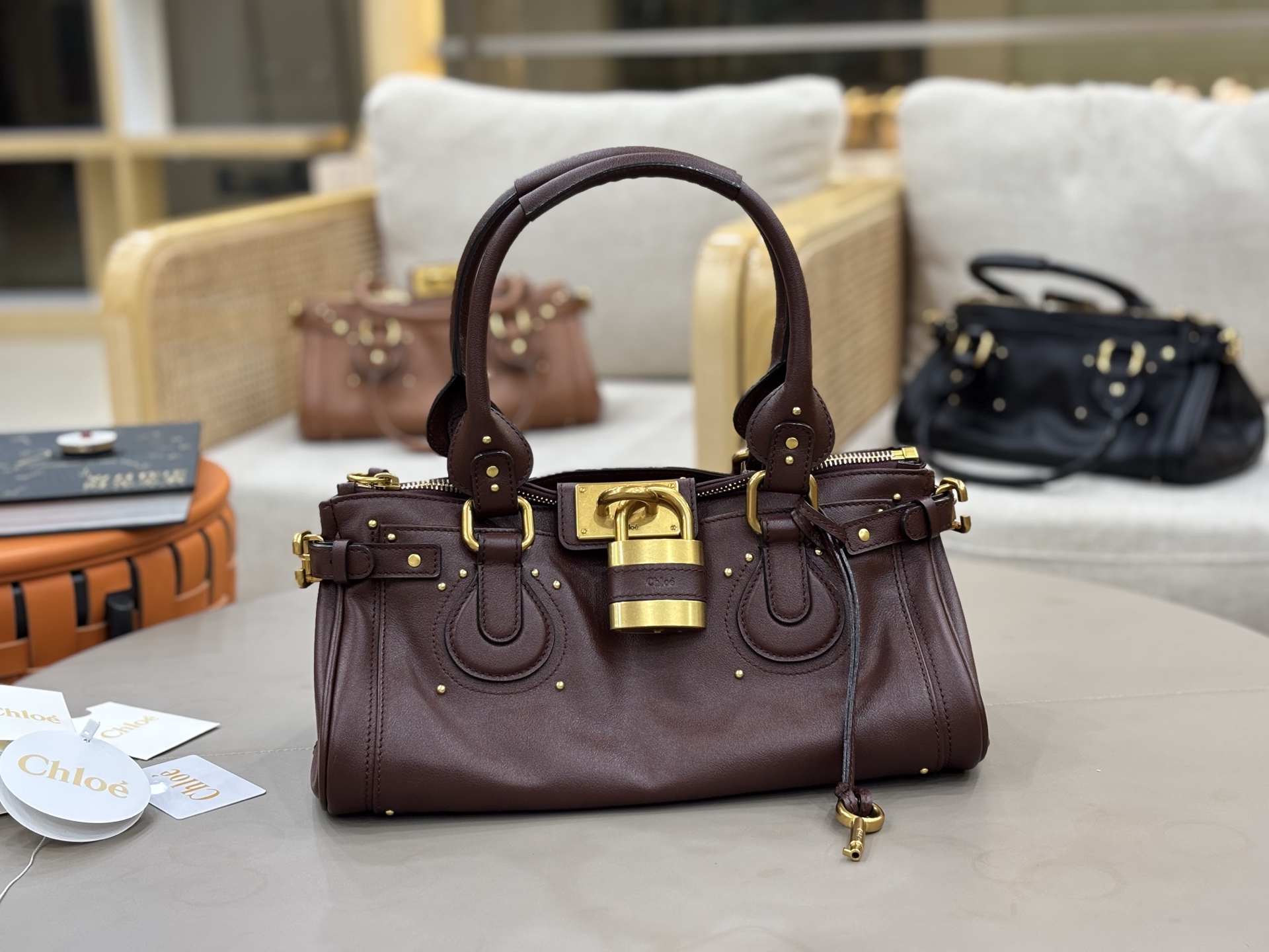 Chloe Paddington Bag in Grained Calfskin-Crafty Brown