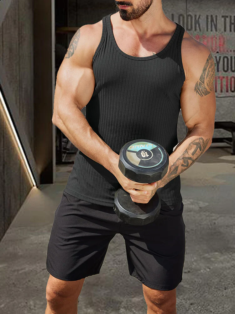 Gym Muscle 2 Packs Ribbed Knit Tank Top (US Only)