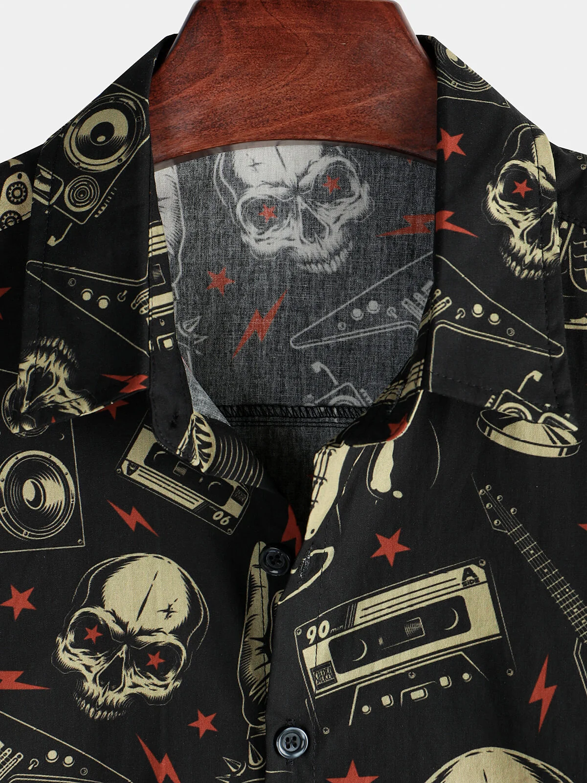 Men's Skull Music Punk Rock and Roll Hawaiian Shirt