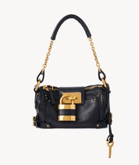 Chloe Small Paddington Chain Bag in Grained Calfskin-Black