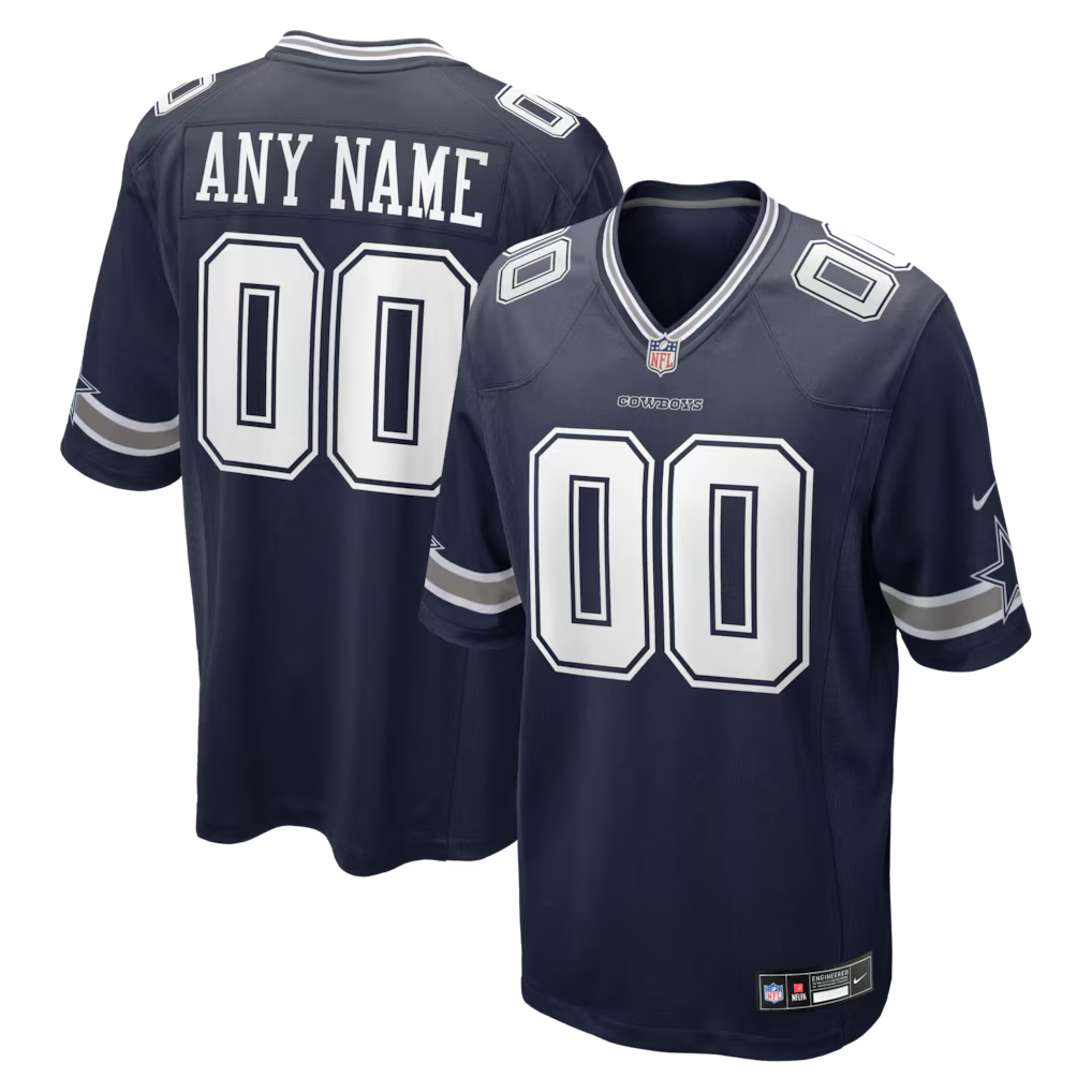 Customized Dallas Cowboys Football Jersey Nike Navy White Game Jersey