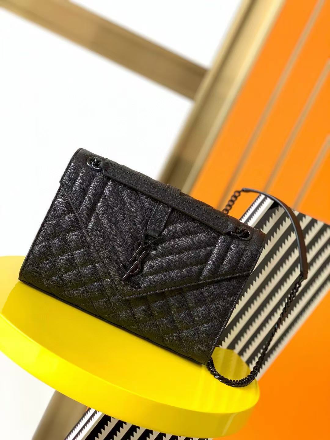 Saint Laurent YSL Envelope Medium 24- Embossed Leather