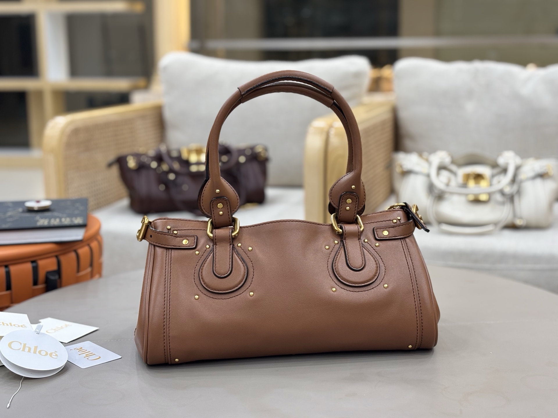 Chloe Paddington Bag in Grained Calfskin-Mustang Brown