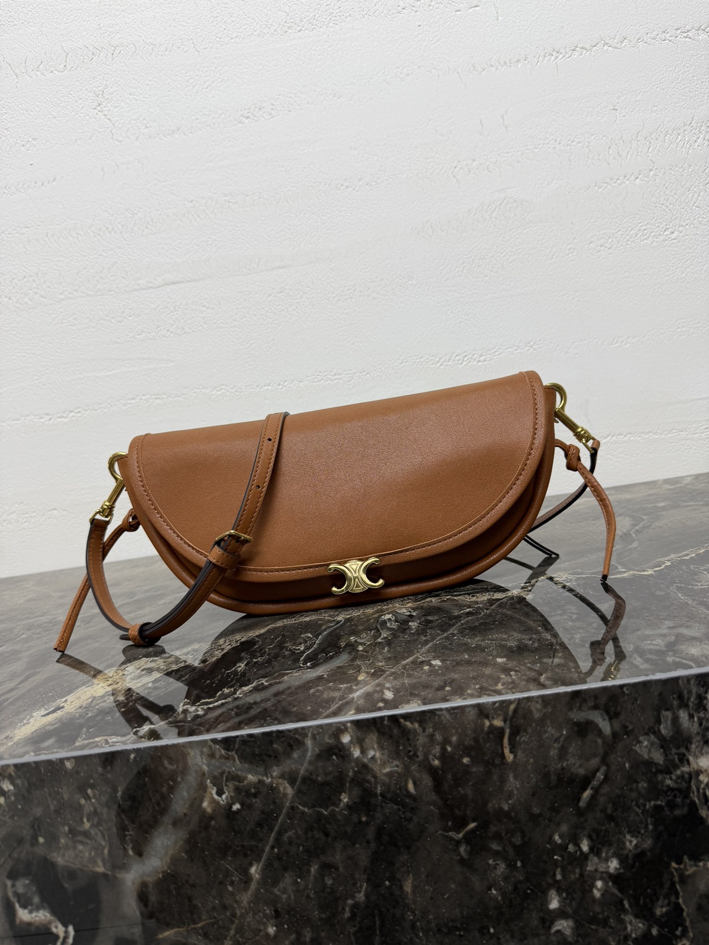 Celine Brown Little Halfmoon Soft Triomphe Bag