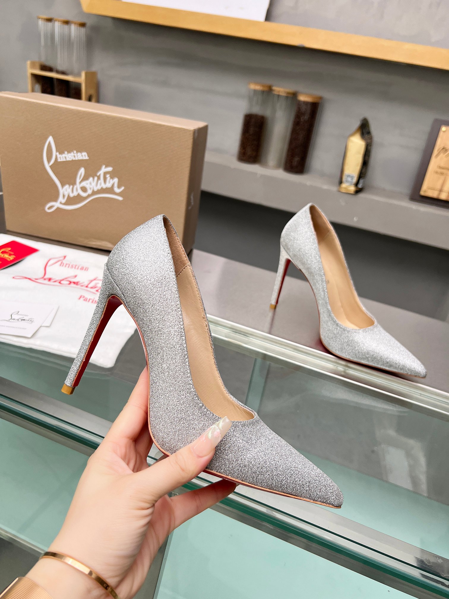 Christian Louboutin SilverLeather Pump