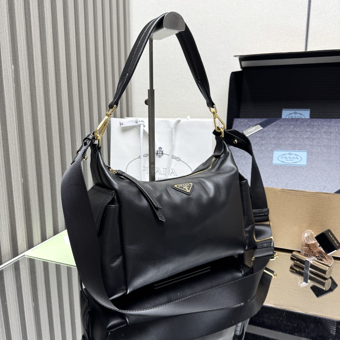 Prada Explore large Nppa leather bag-Black 1BC264