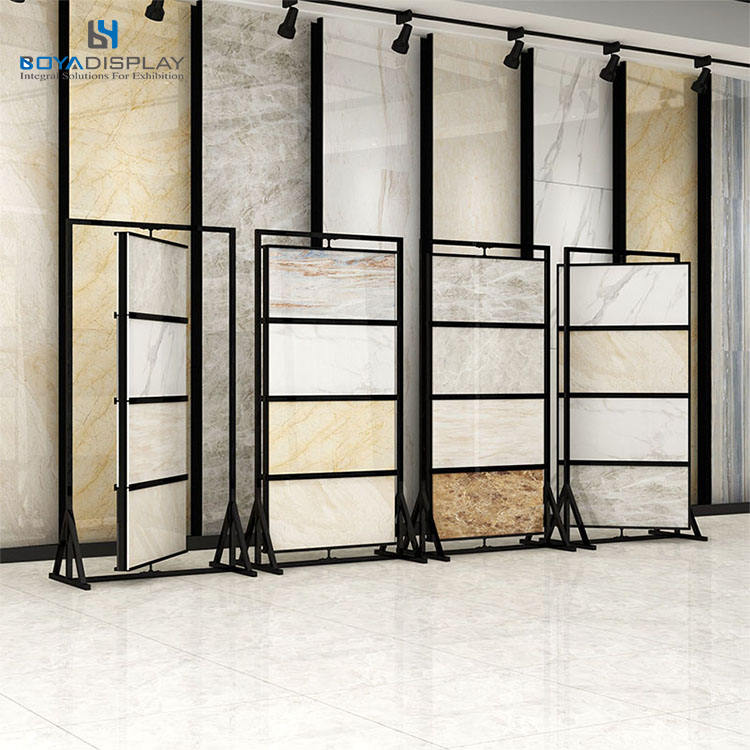 New Style Customized Tile Display Metal Rack 360 Degree Rotating Simple Ceramic Tile Marble Stone Sample for Showroom
