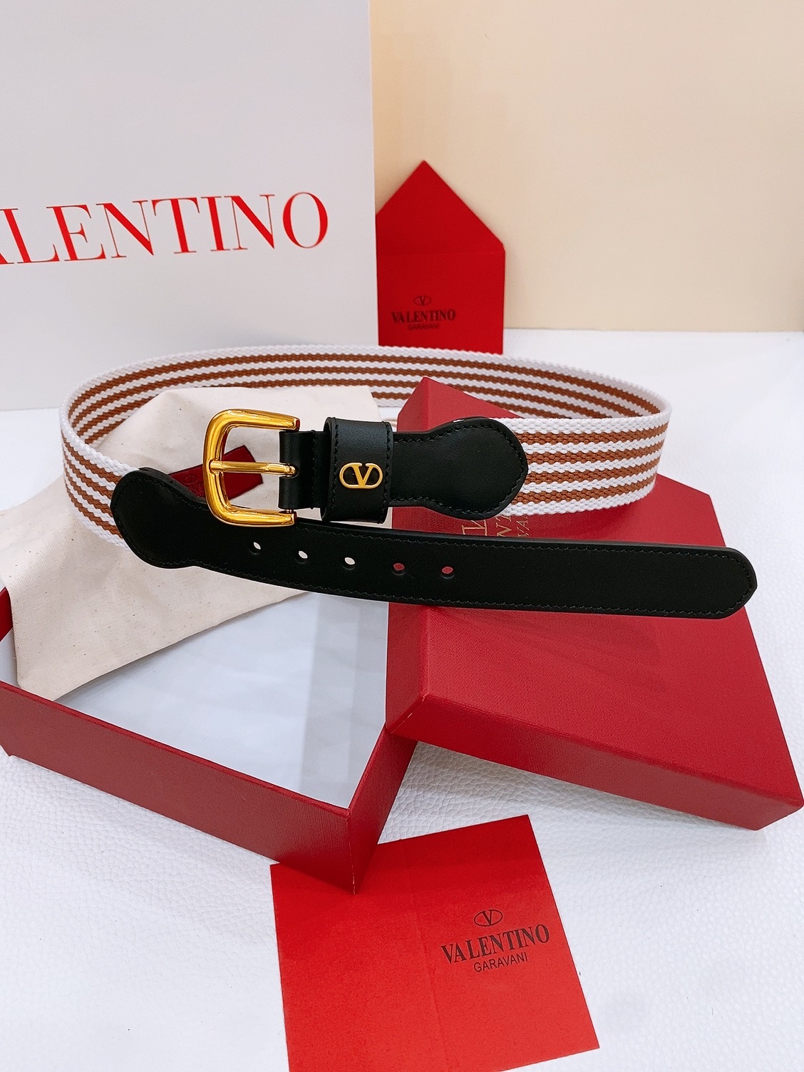 Valentino Multicolor Woven Strap Belt 2.5cm