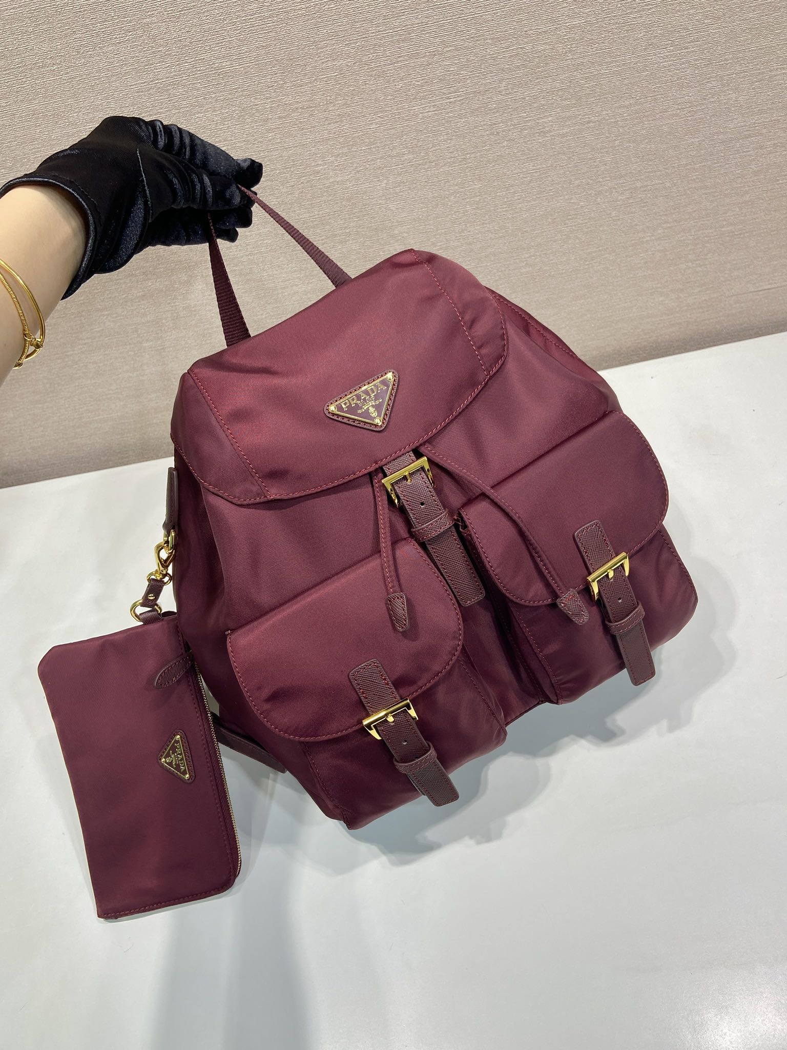 Prada  Backpack 32 burgundy nylon fabric 280832