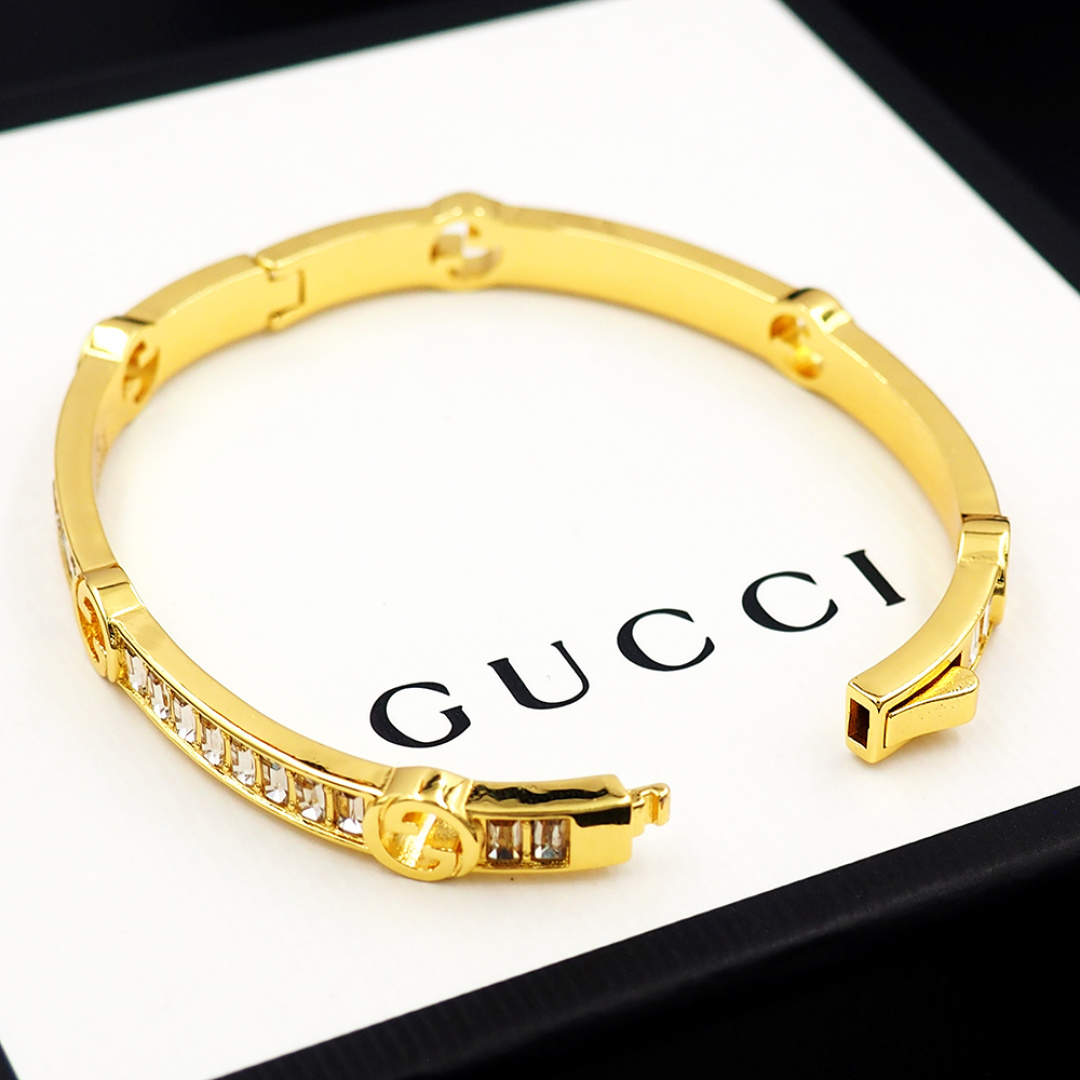 Gucci Gold GG Bracelet with crystals