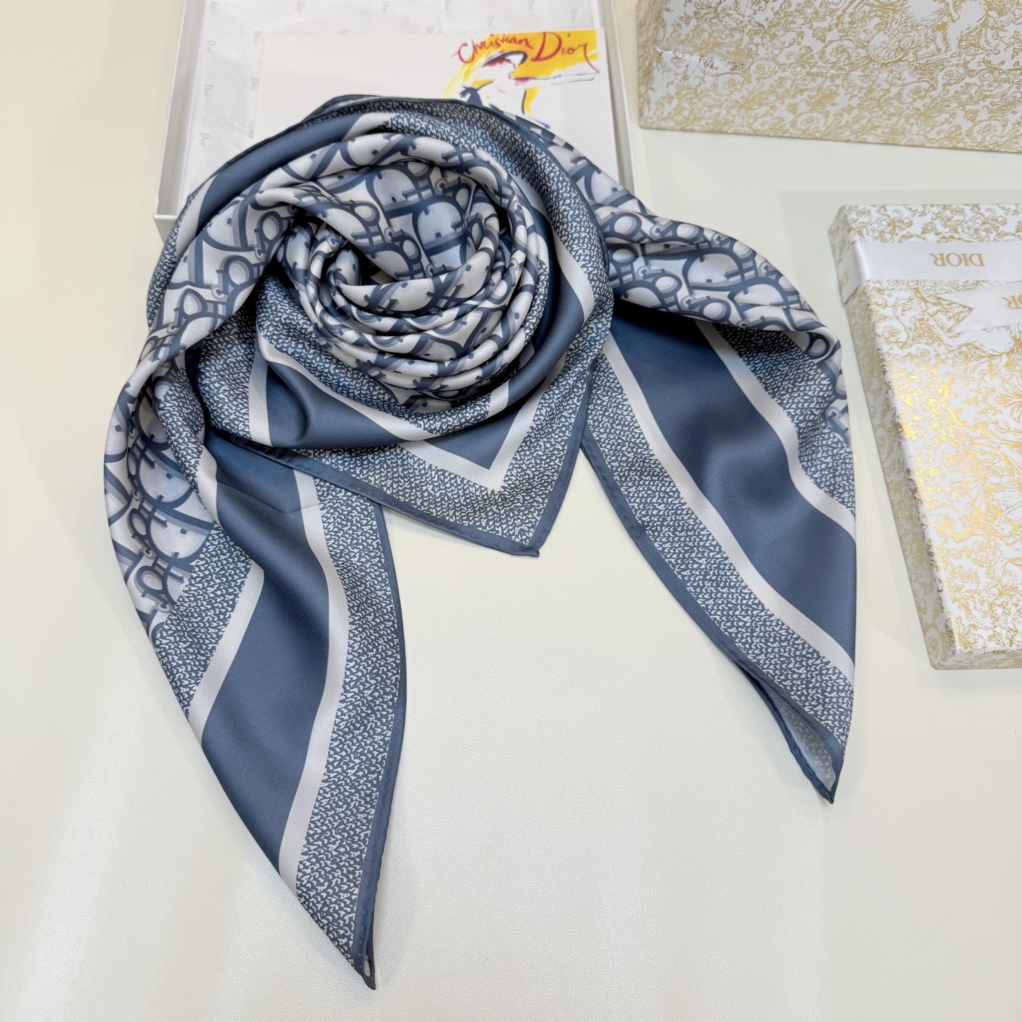 Dior Classic Grey Silk Square 90