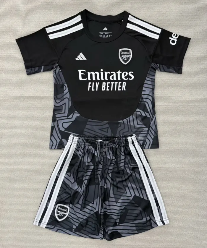 Kids Arsenal Black Goalkeeper Jersey Suit 26/27