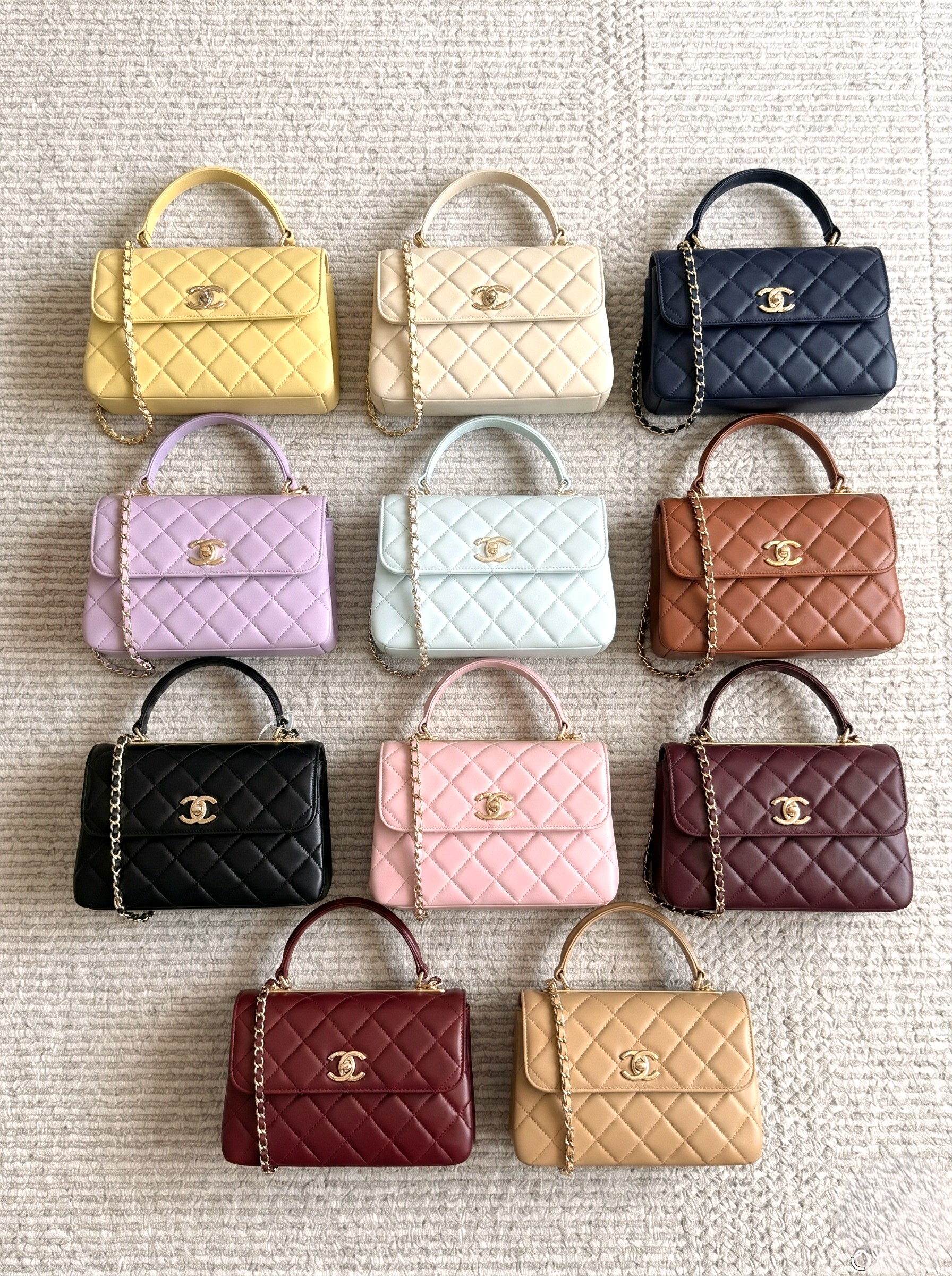 Chanel 25S Trendy CC Quilted Leather Matte Gold Metal Bar Top Handle Flap Bag - KAIROO