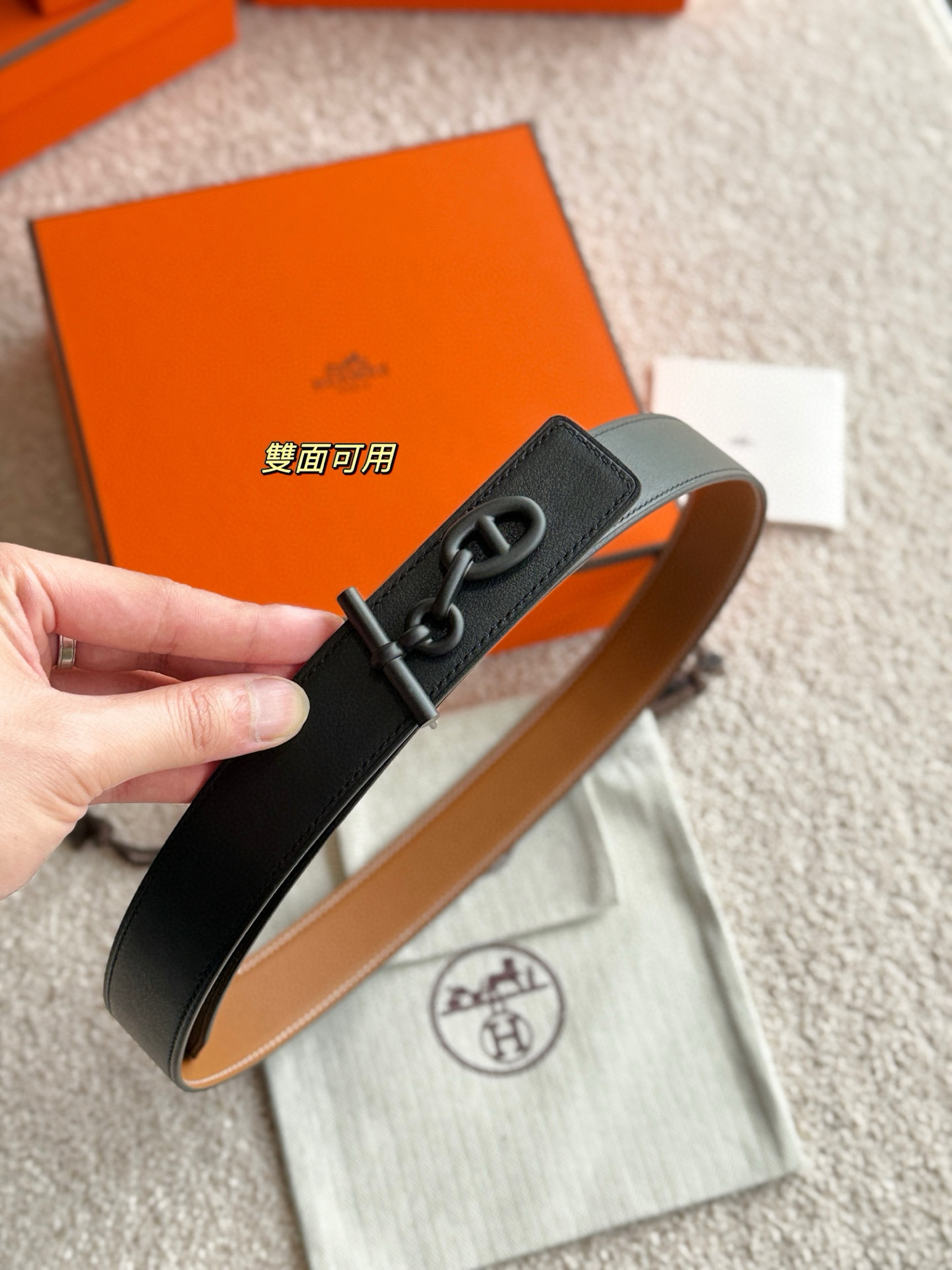 Hermes Yachting Reversible Leather Belt 32mm