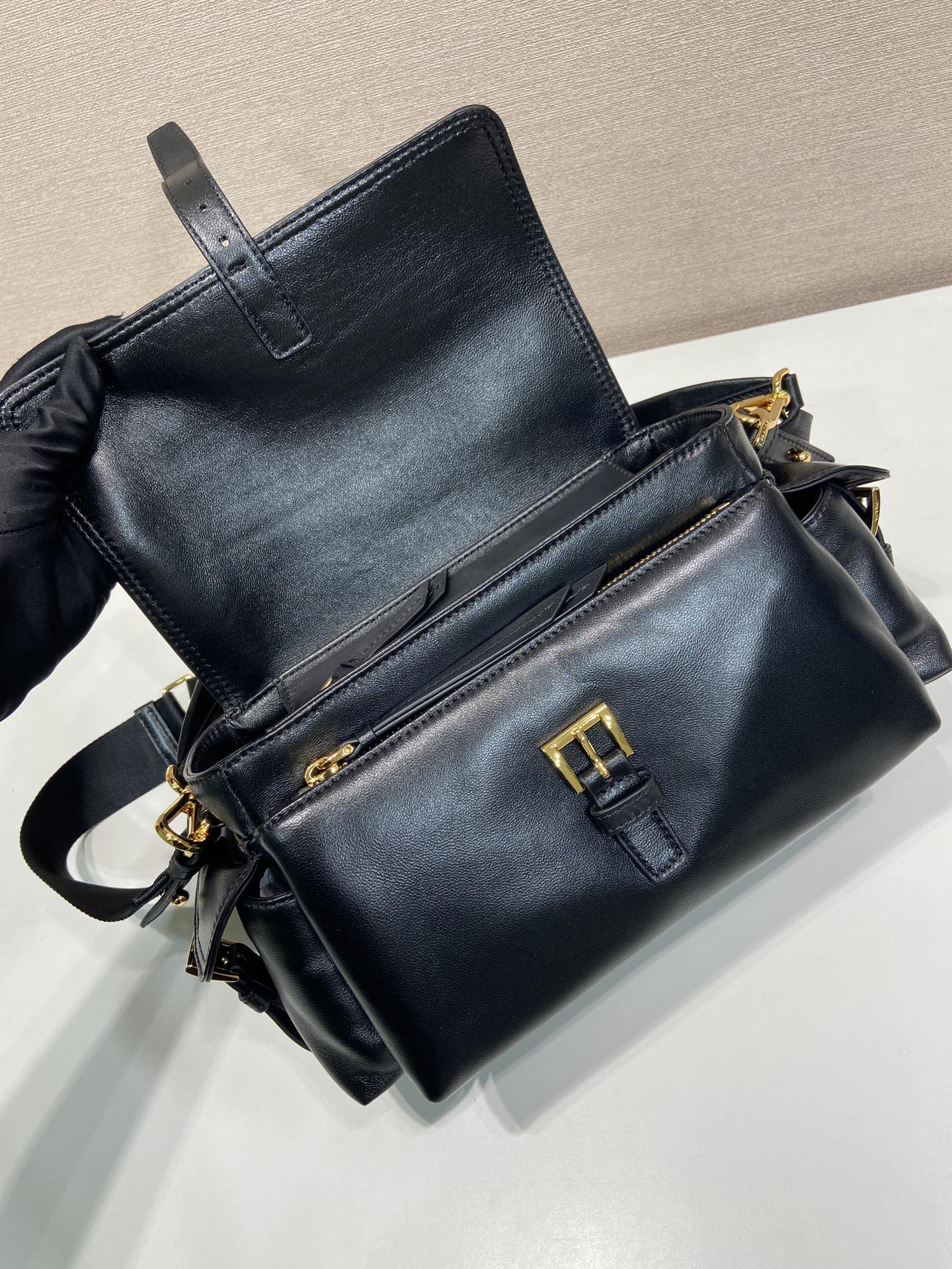Prada PRA Shoulder Bag Black Sheepskin 341130