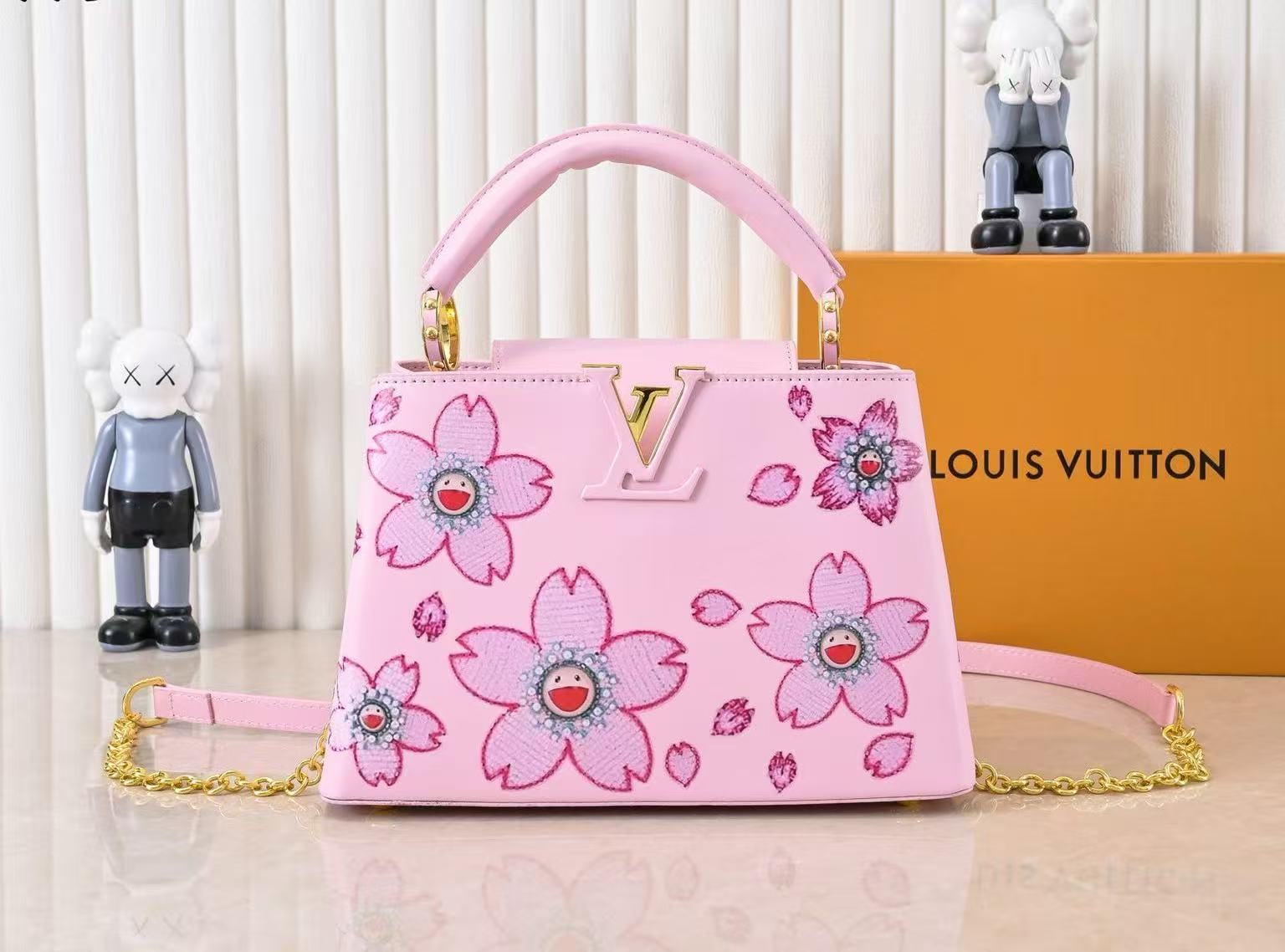 Louis Vuitton LV CAPUCINES Handbag Twist Pink Floral Handbag
