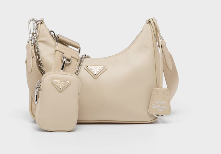 Prada Re-Edition 2005 Re-Nylon bag-Beige/Silver 1BH204