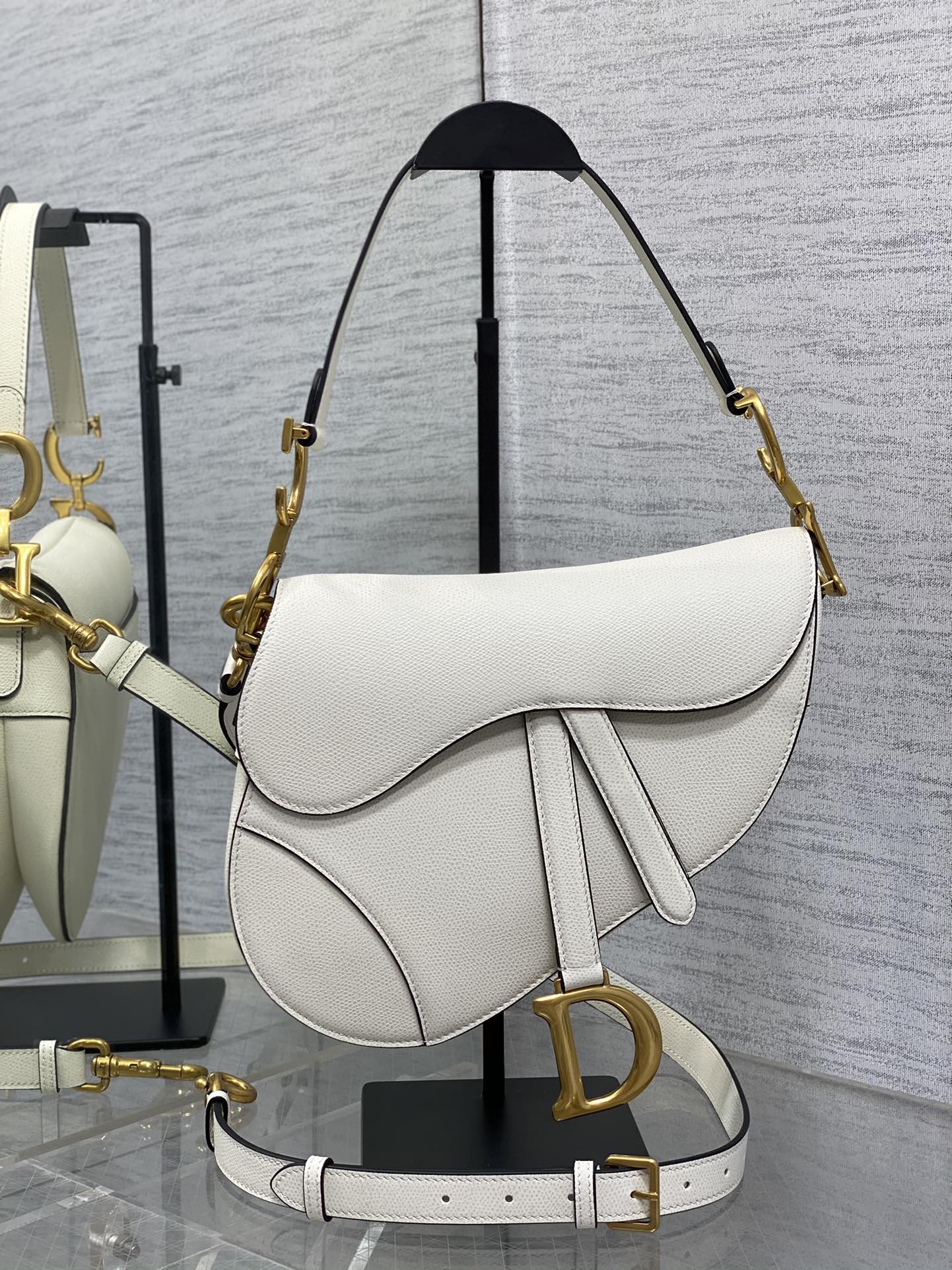 Dior Saddle Bag With Strap in White