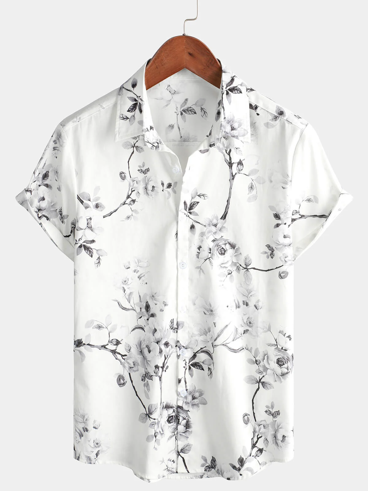 Men's Summer Cotton Floral Button-Up Hawaiian Shirt