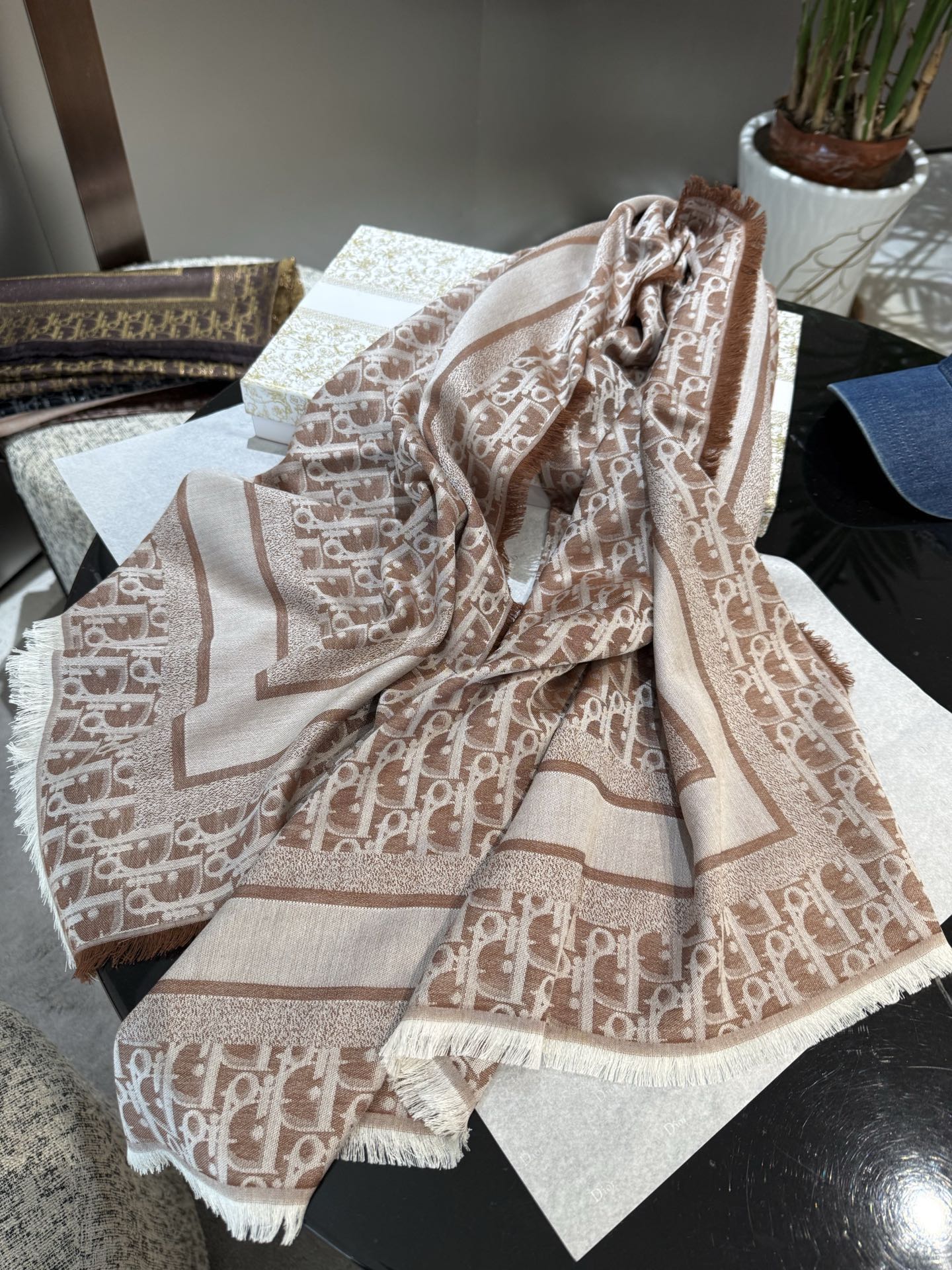 Dior Classic Oblique Silk and cashmere shawl