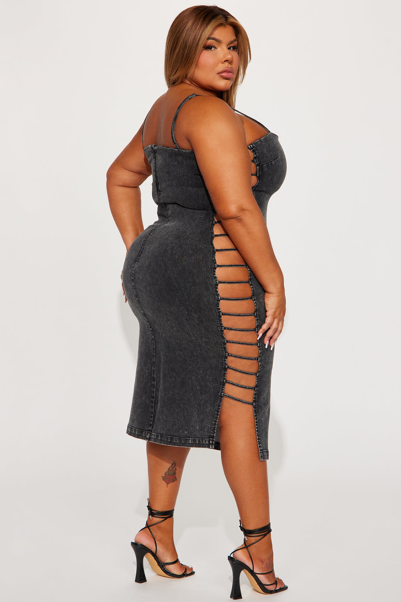 Britney Denim Midi Dress - Black Wash