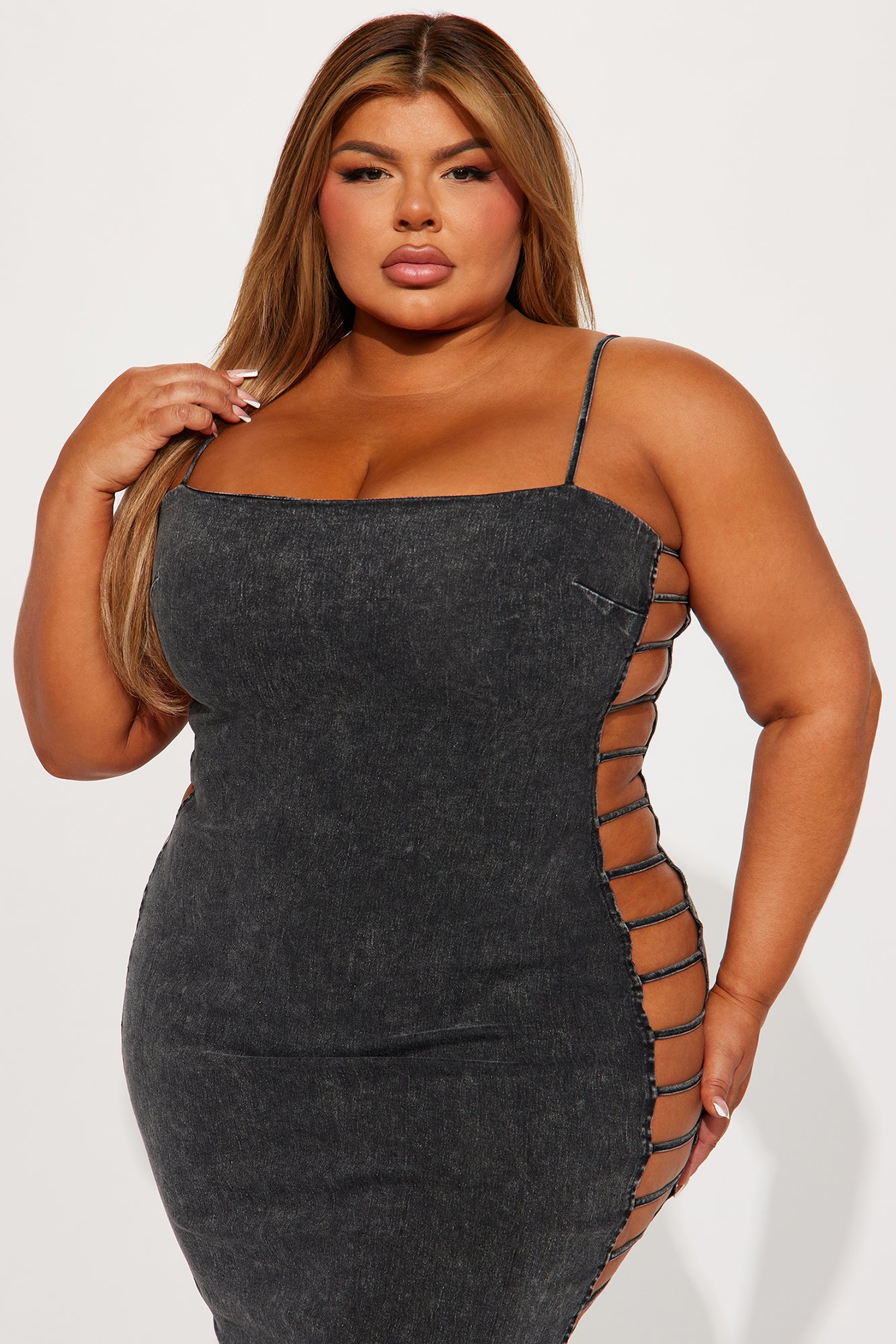 Britney Denim Midi Dress - Black Wash