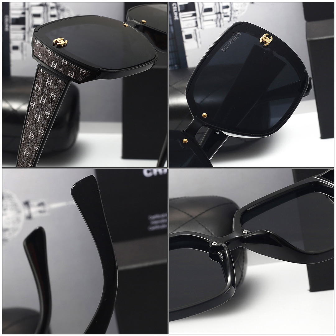 Chanel Classic Square Tortoiseshell Sunglasses With Allover CC Logo Temples - KAIROO