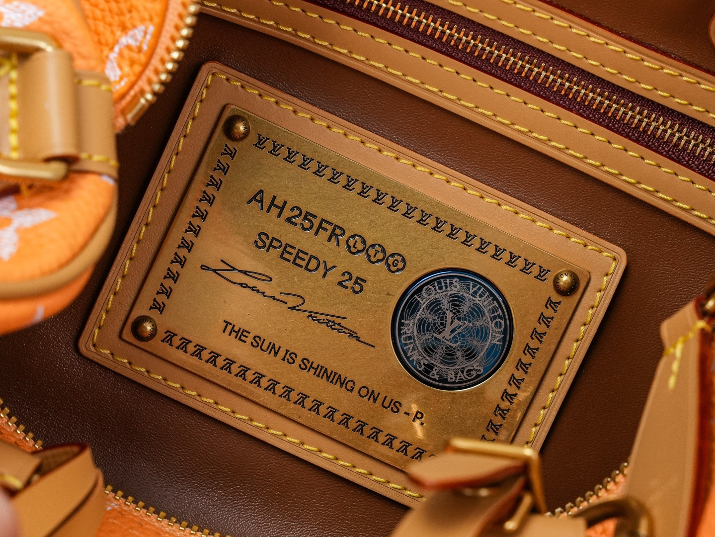 【15A】Louis Vuitton x Pharrell Williams LV Speedy 25/30 P9 Orange Monogram Brass Plaque Boston Top Handle Bag - KAIROO