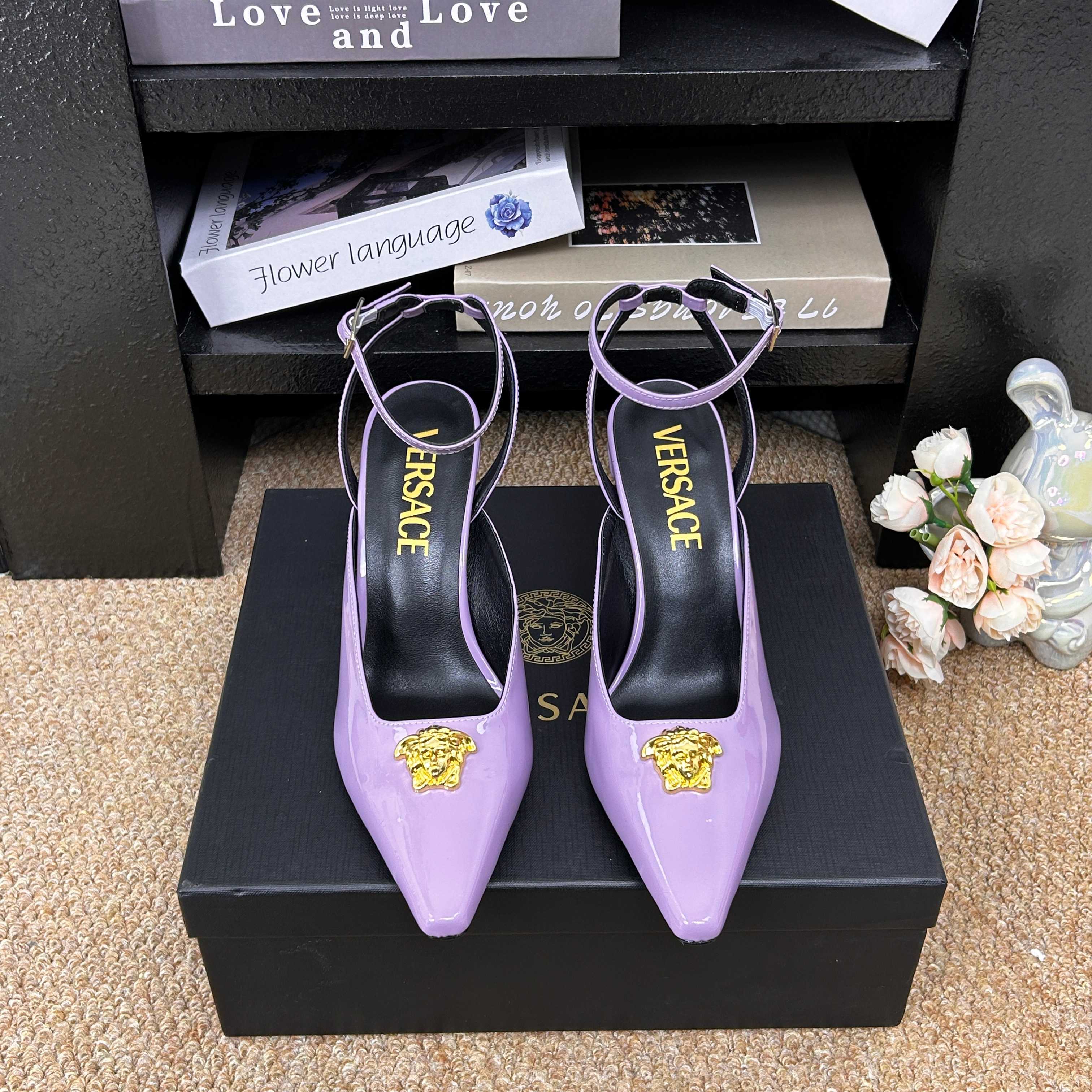 Versace Shiny Leather Slingback Pump