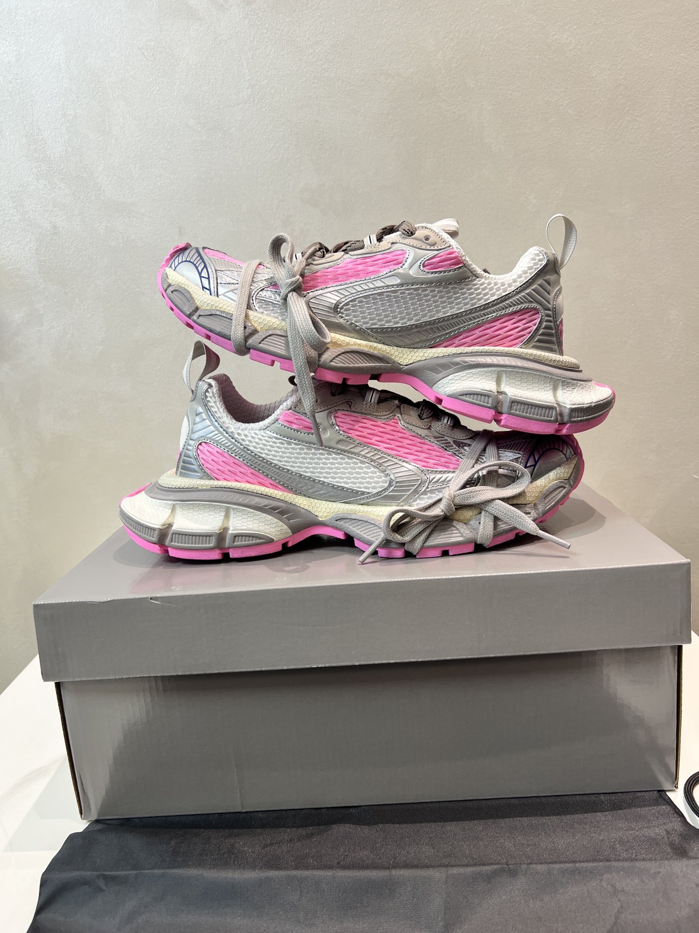 Balenciaga 3XL Pink Mesh Polyurethane Wrapped Laces Oversized Chunky Sneakers - KAIROO