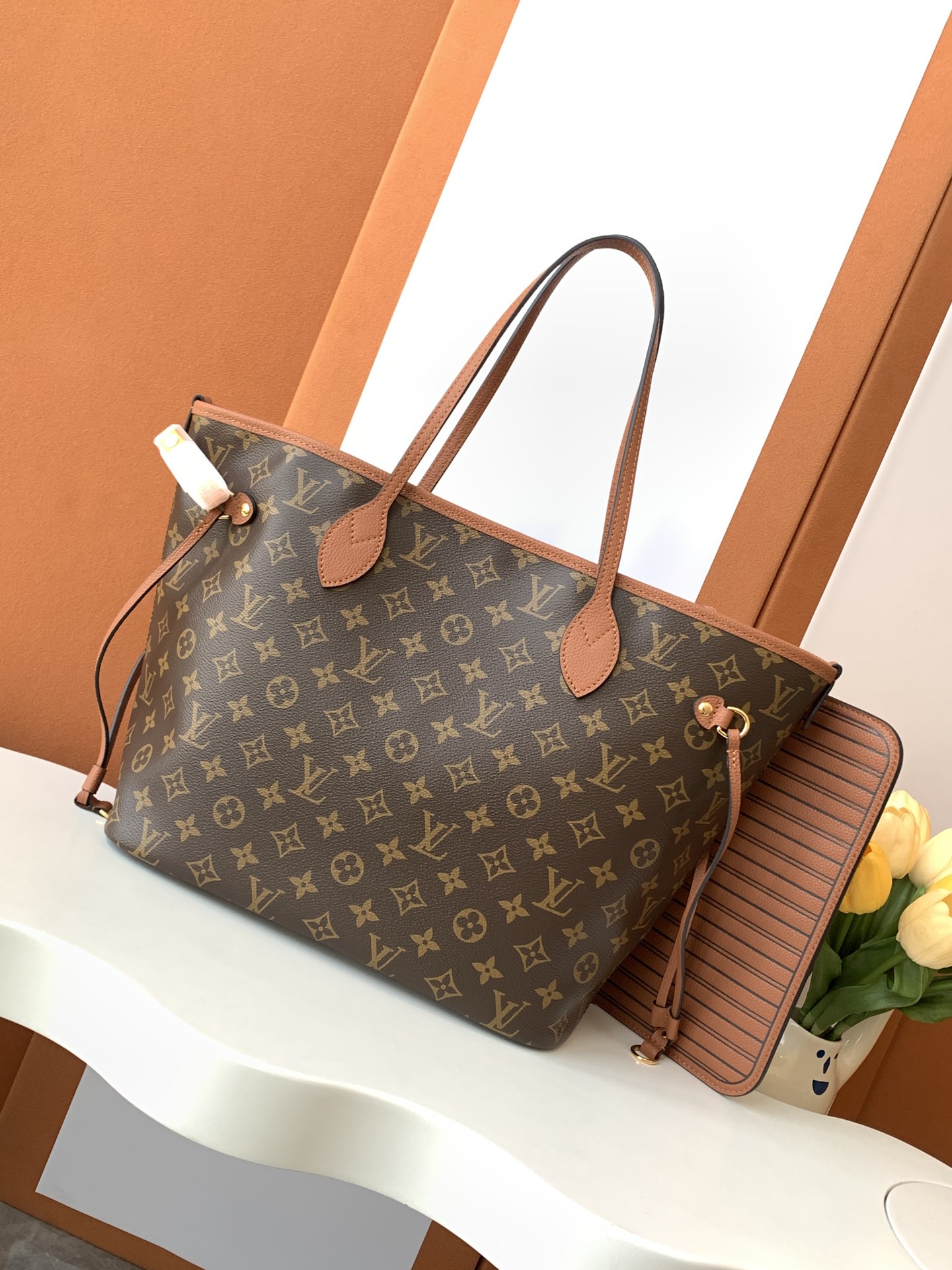 Louis Vuitton LV Neverfull Inside Out MM Monogram Leather Trims Reversible Tote Bag With Pouch /15A - KAIROO