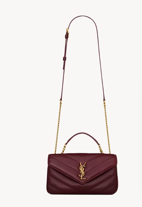 Saint Laurent Rouge Cabernet Loulou Top Handle bag in Lambskin
