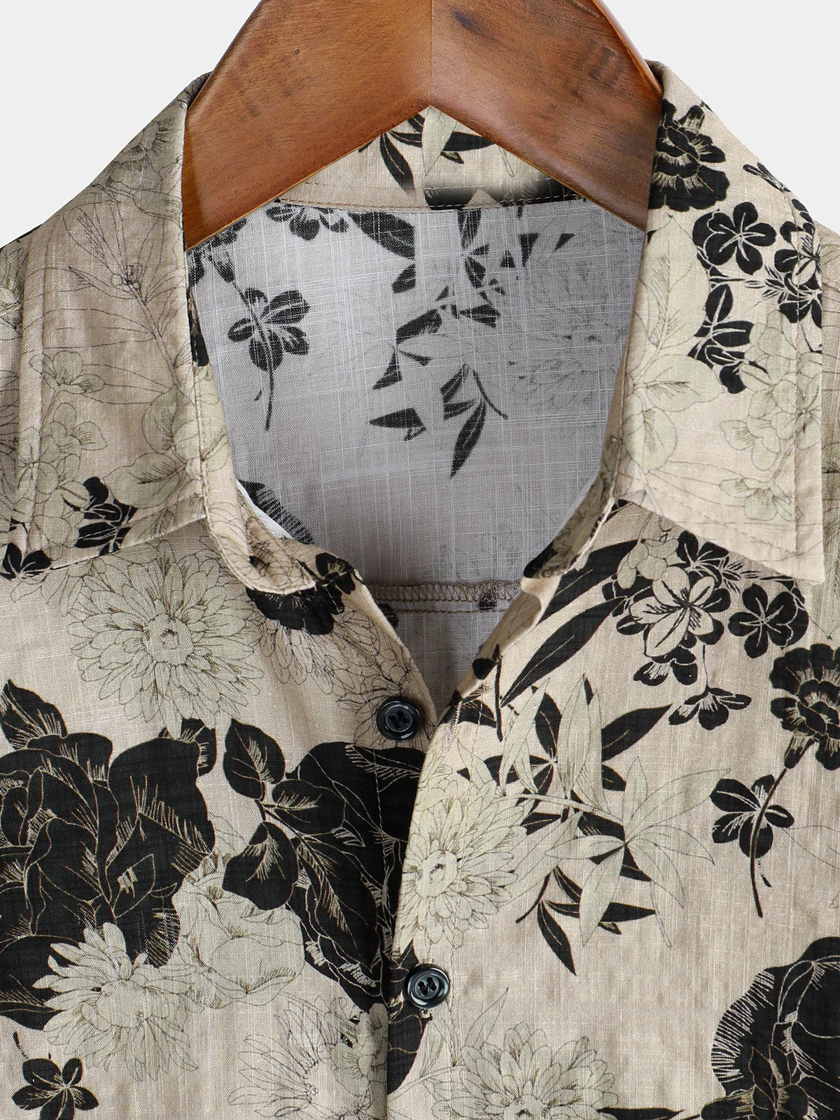 Men's Vintage Floral Cotton Casual Short Sleeve Shirt