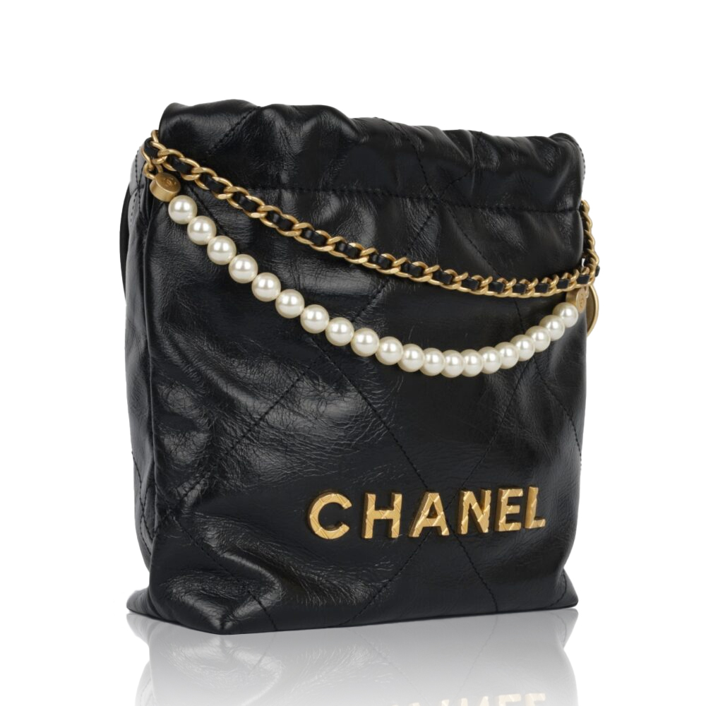 CHANEL Mini 23S Shiny Calfskin with Pearl Handbag