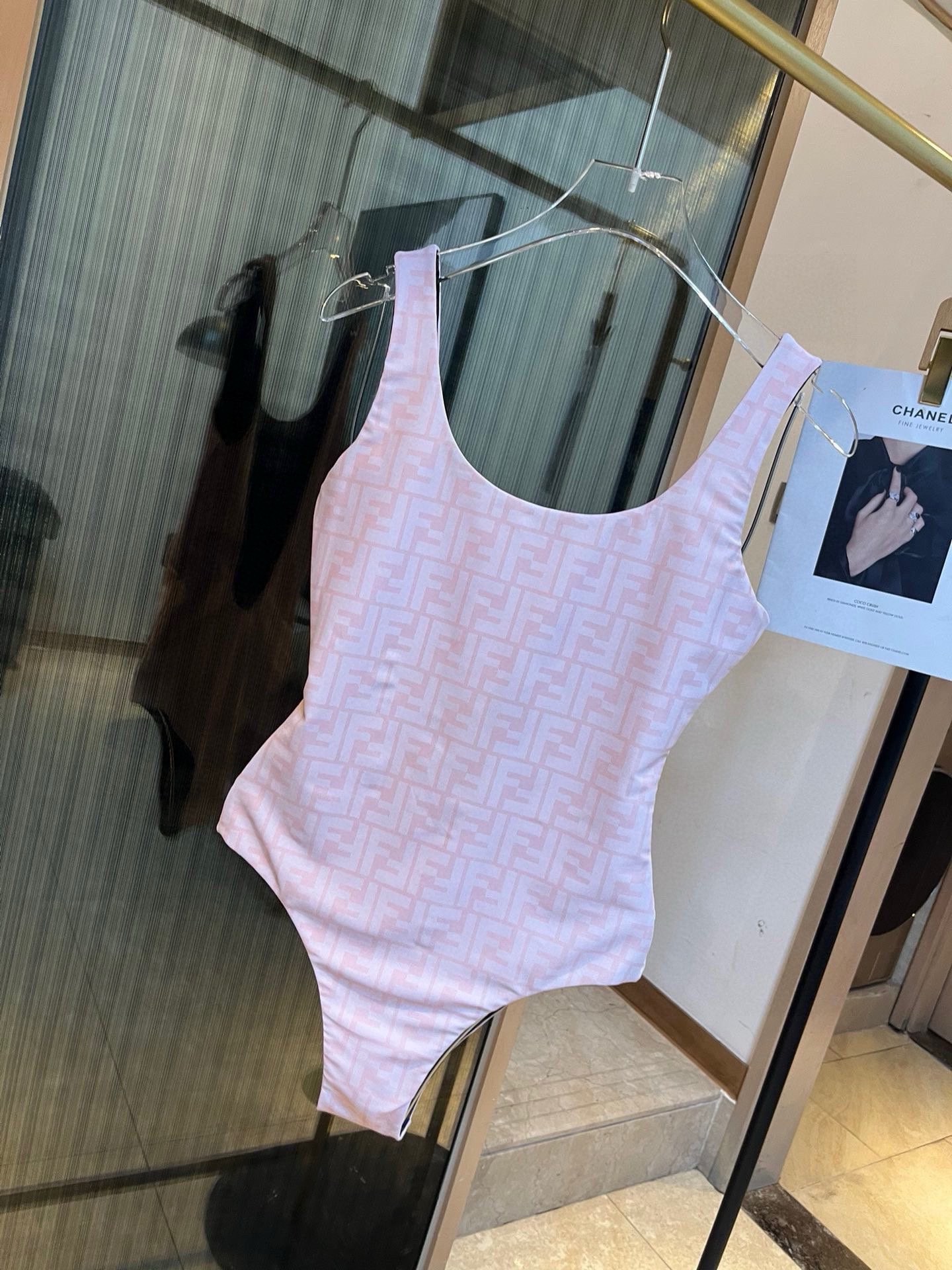 Fendi Pink FF Monogram Print U-Neck One-Piece Swimsuit - KAIROO