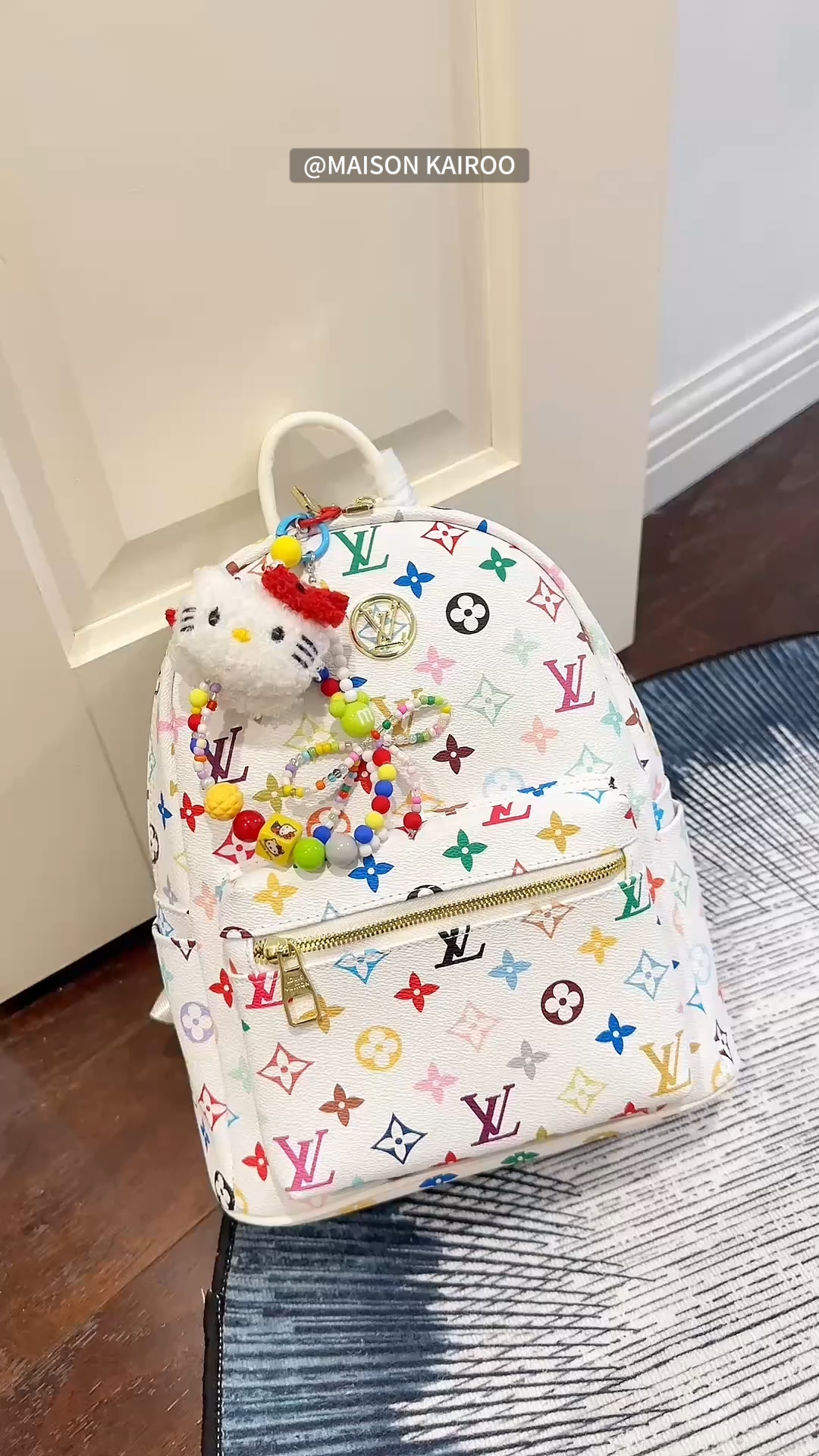 Louis Vuitton LV x Takashi Murakami PM Monogram Multicolor White Montsouris Coated Canvas Dome Backpack - KAIROO