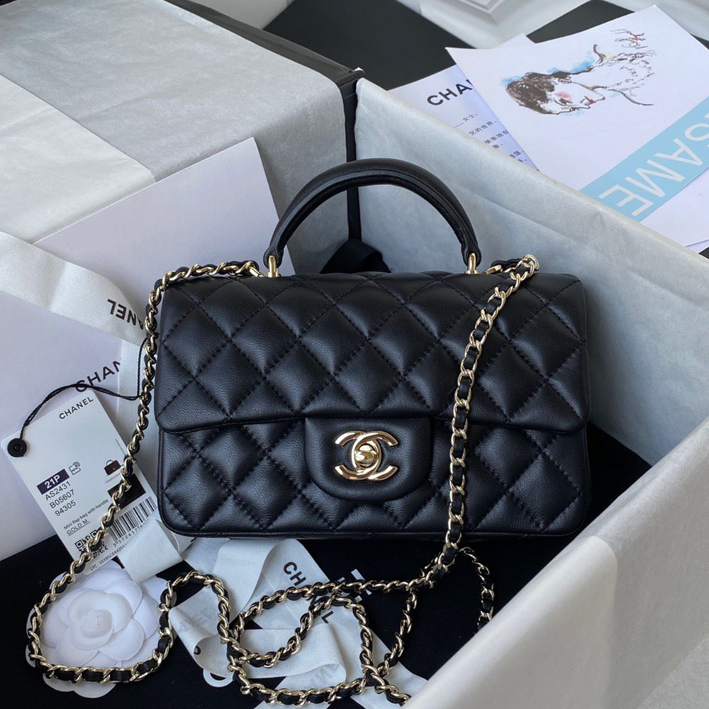Chanle Lambskin Mini Top Handle CF