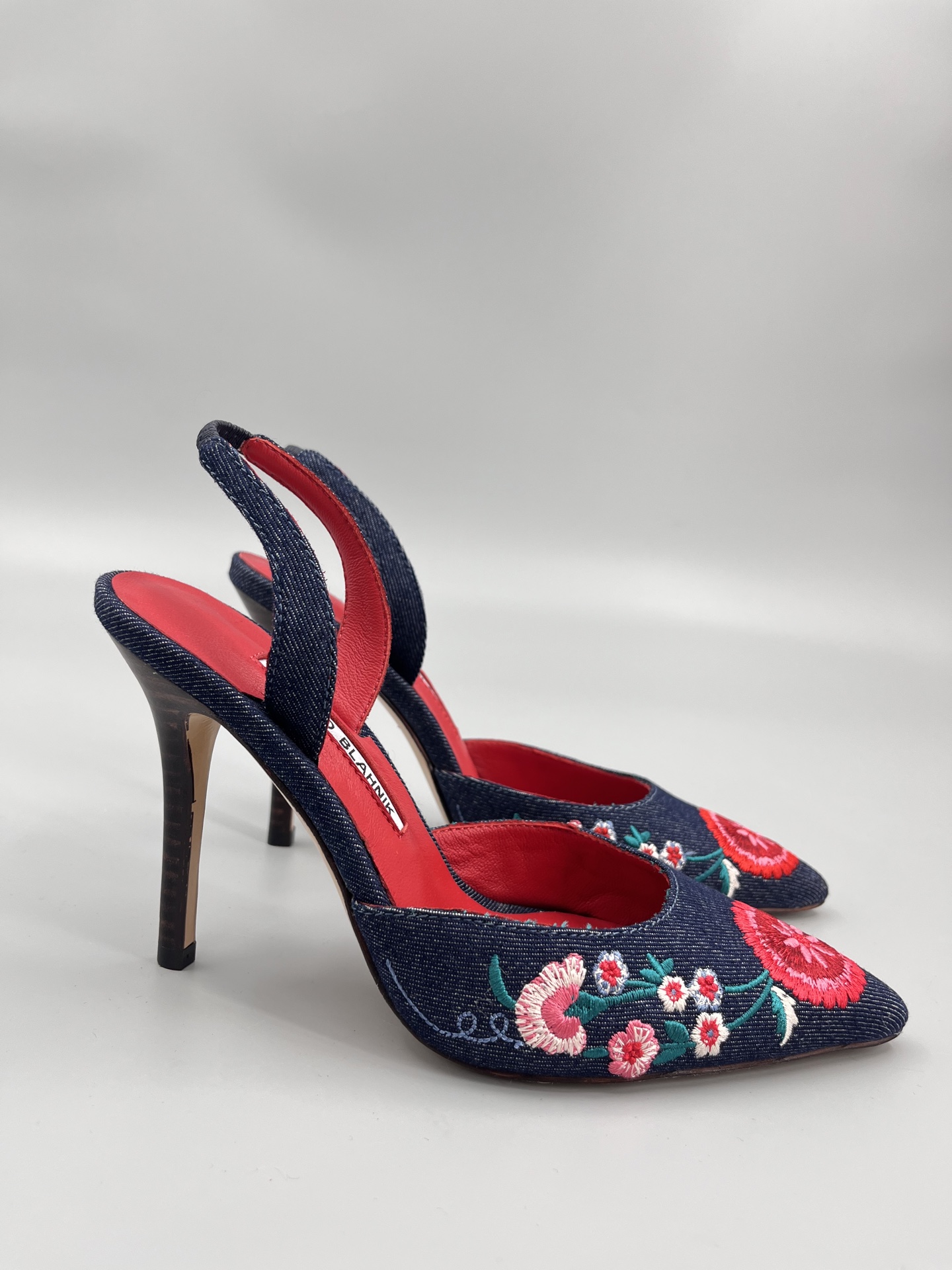 Manolo Blahnik Satin Crystal Pumps