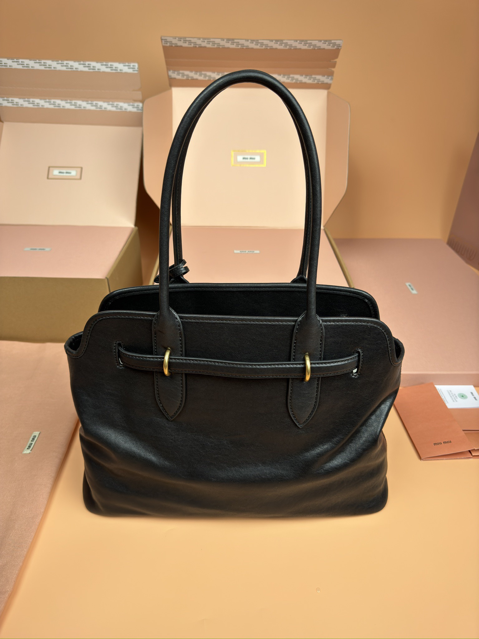 Miumiu adventure nappa sheepskin leather tote bag
