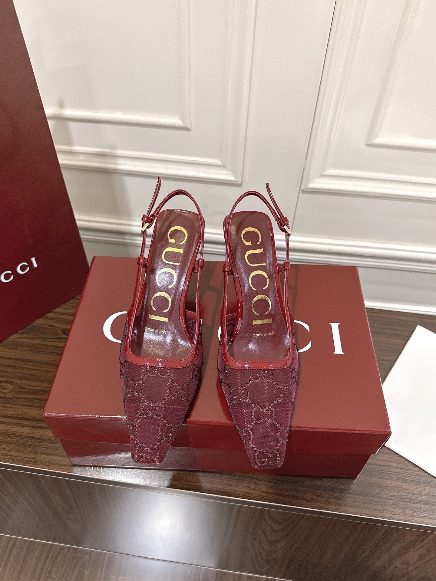 Women's Gucci  GG crystal slingback pump